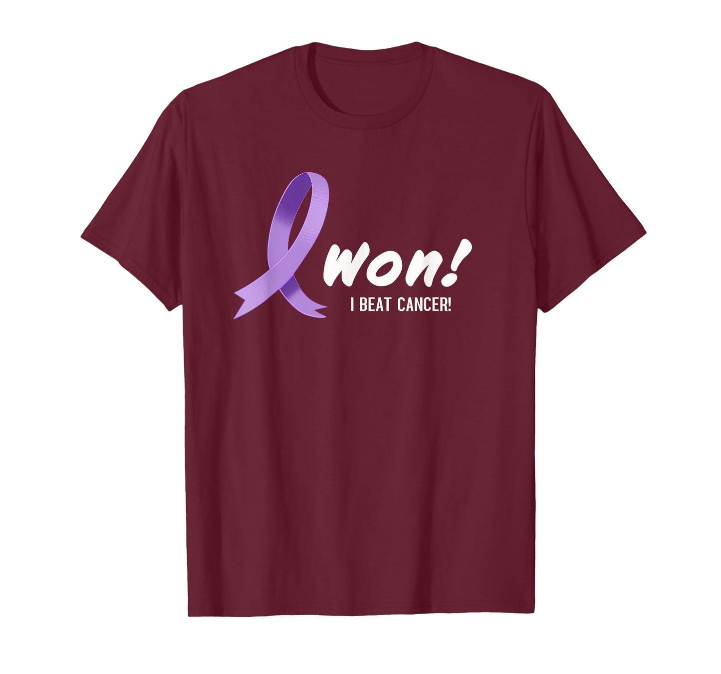 I Beat Cancer, I Won! Lavender Ribbon For All Types Cancer T-Shirt