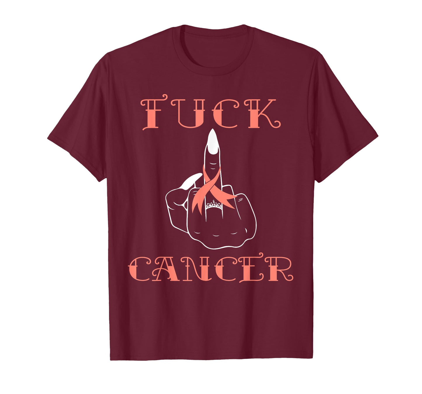 Fuck Cancer Tattoos Survivor Peach Ribbon Uterine Cancer T-Shirt