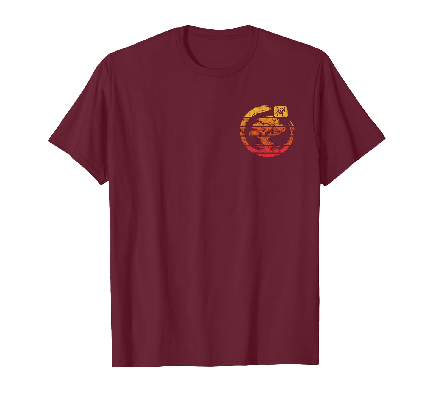 Bonsai Tree Enso Circle Retro Vintage Sunset Japan Buddha T-Shirt