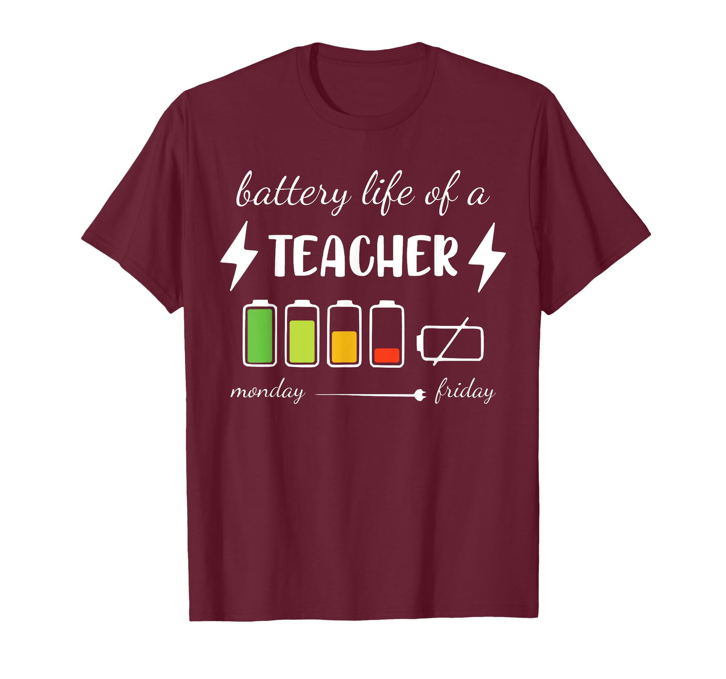 Battery Life Of A Teacher Monday Friday Teacher T-Shirt for Men Women