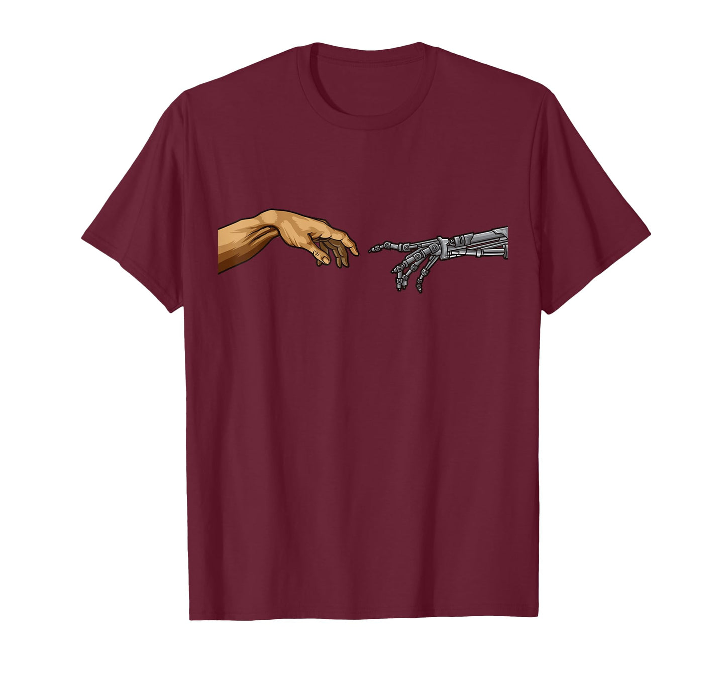 Michelangelo Creation Of Adam Hands Cyborg Robotics Funny AI T-Shirt