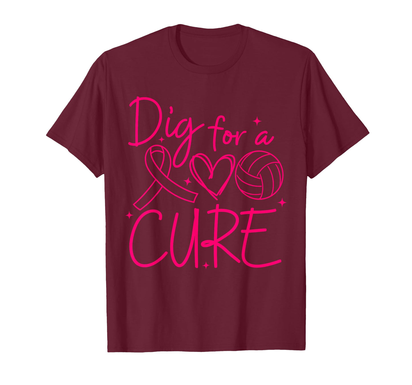 Dig For A Cure Breast Cancer Awareness Volleyball Pink T-Shirt