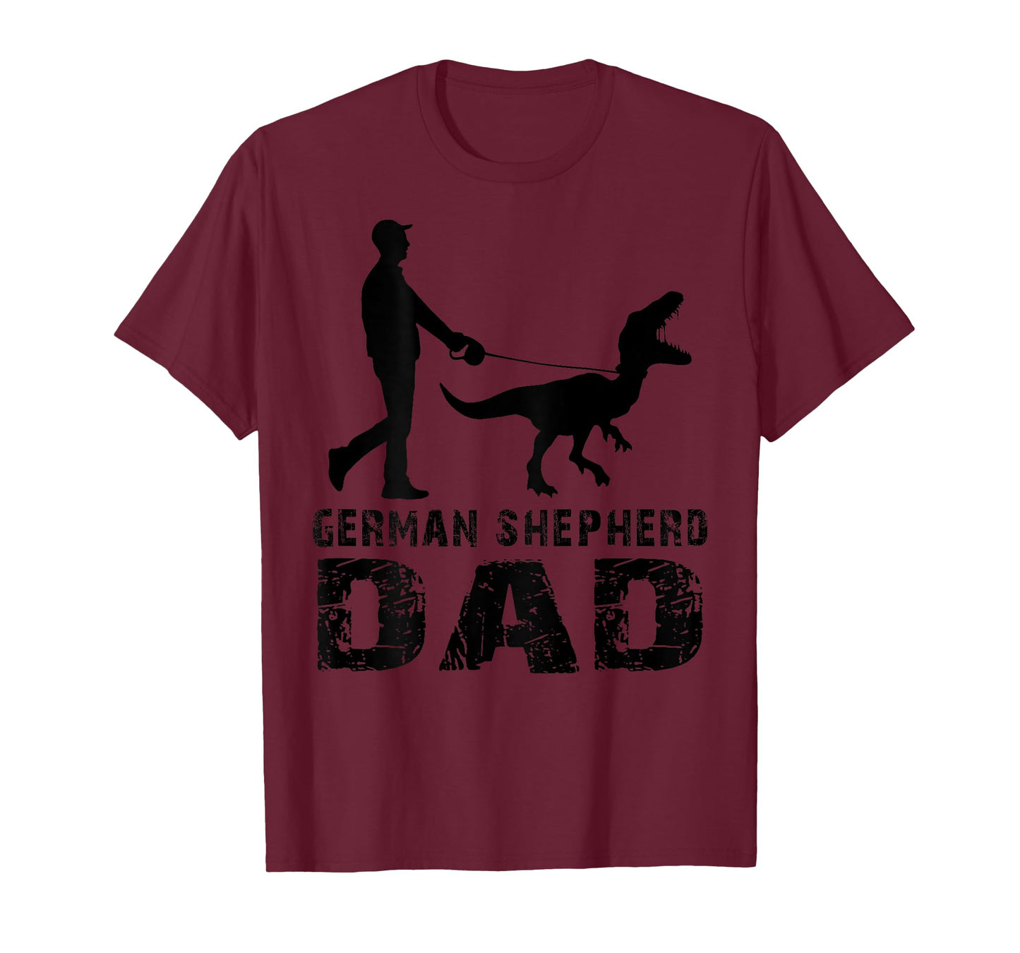 Funny Daddy Dinosaur German Shepherd Dad Father's Day (back) T-Shirt