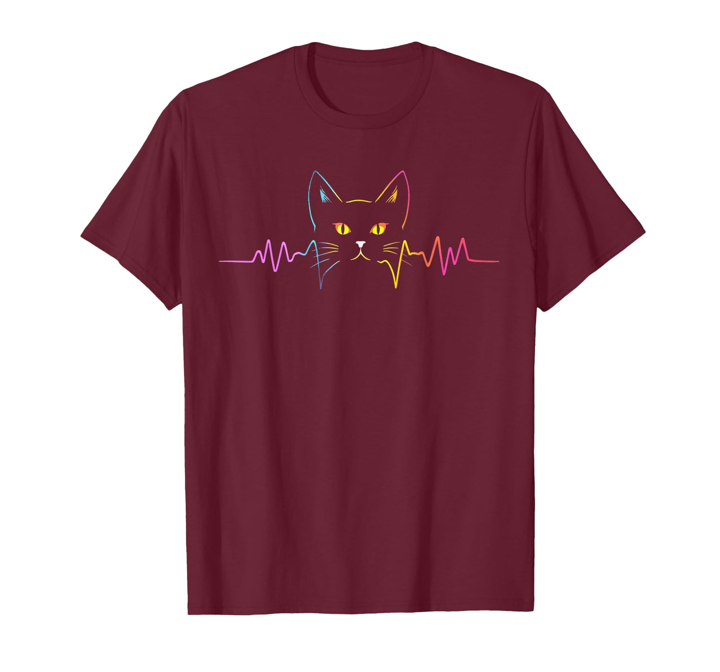 Heartbeat Cat Lover Cute Cat Owner Animal Silhouette Art ECG T-Shirt