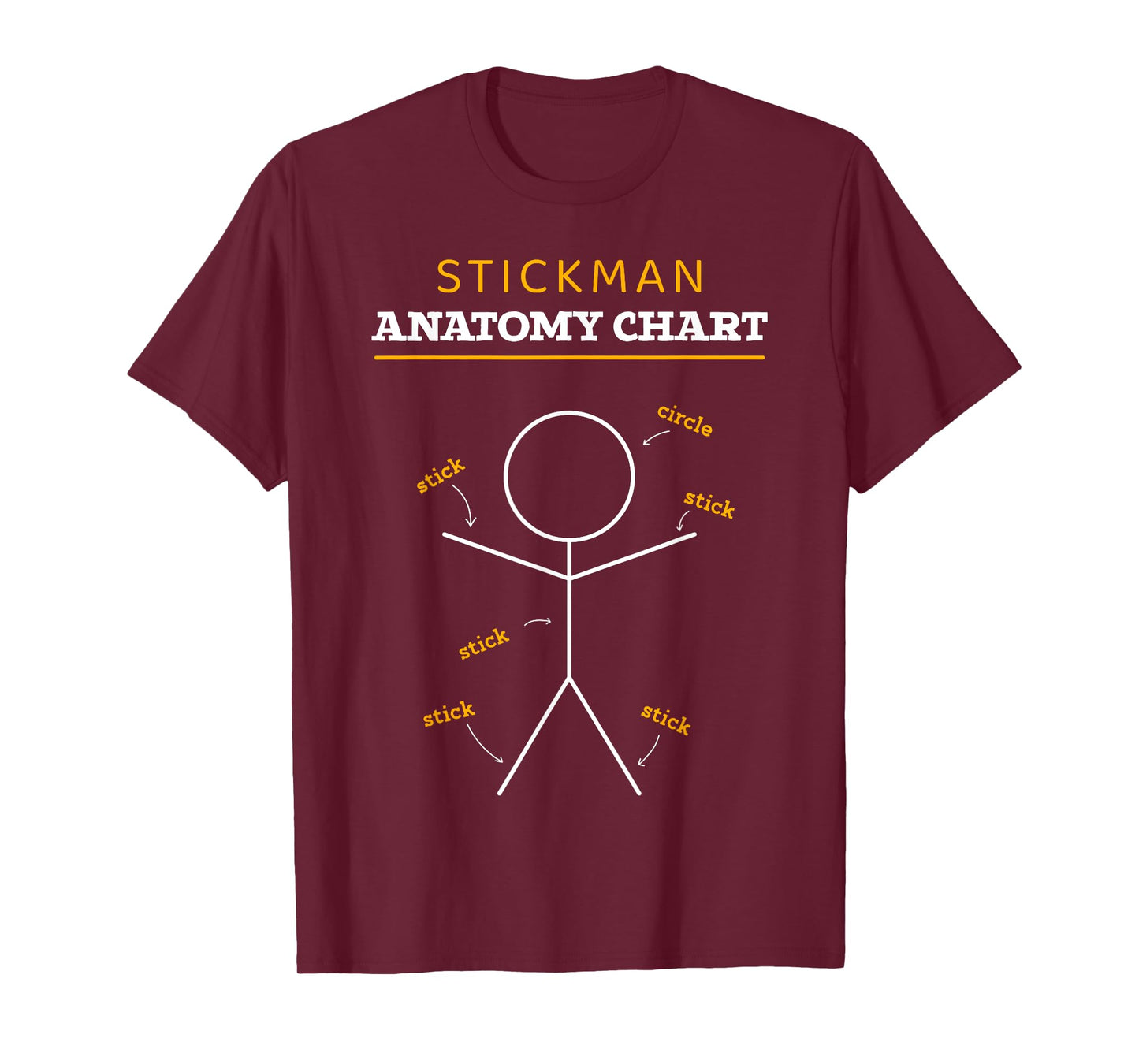 Stick Figures Anatomy Chart Funny Anatomist Stickman Anatomy T-Shirt