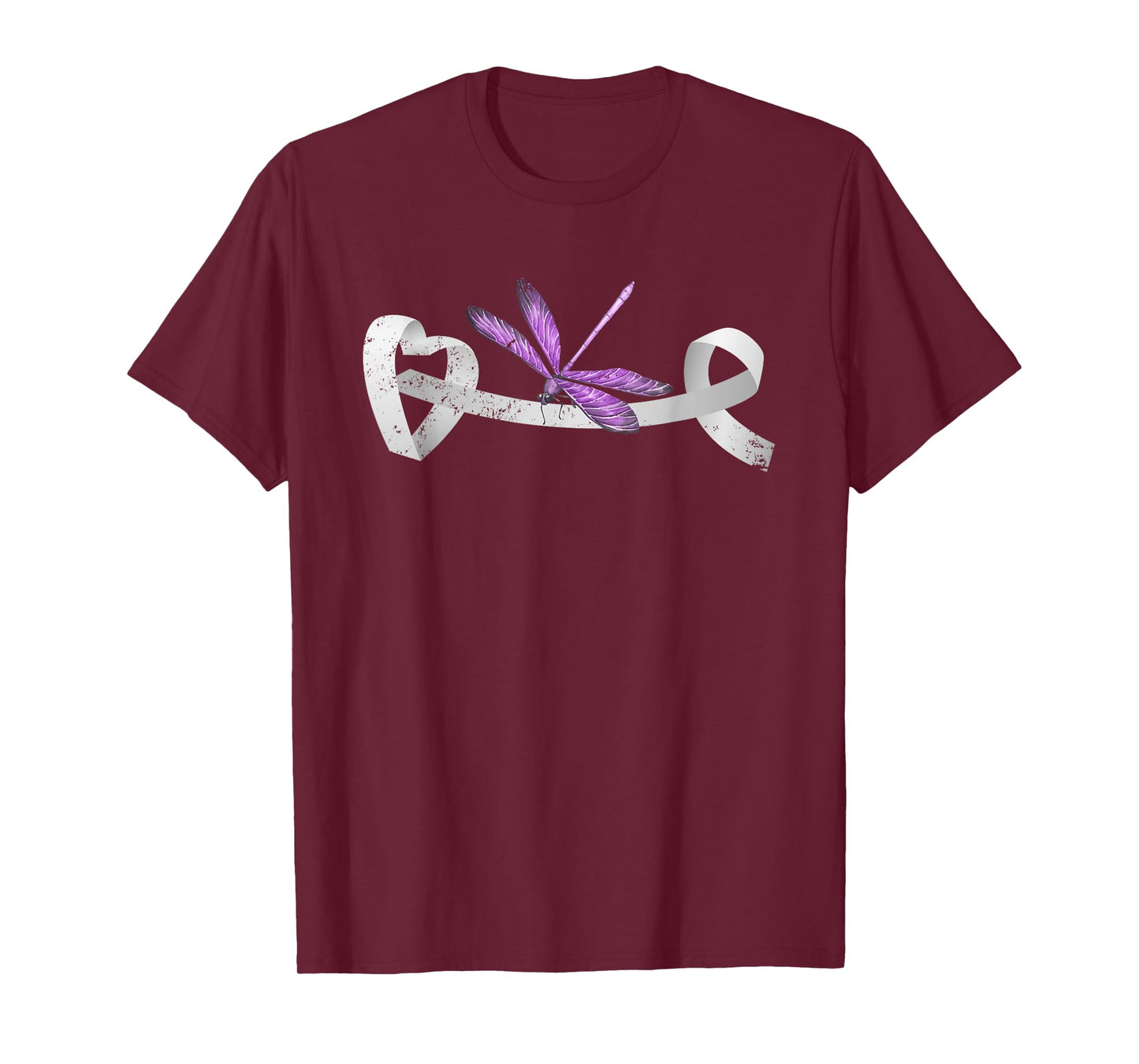 Dragonfly White Ribbon Lung Cancer Survivor Gift Lung Cancer T-Shirt