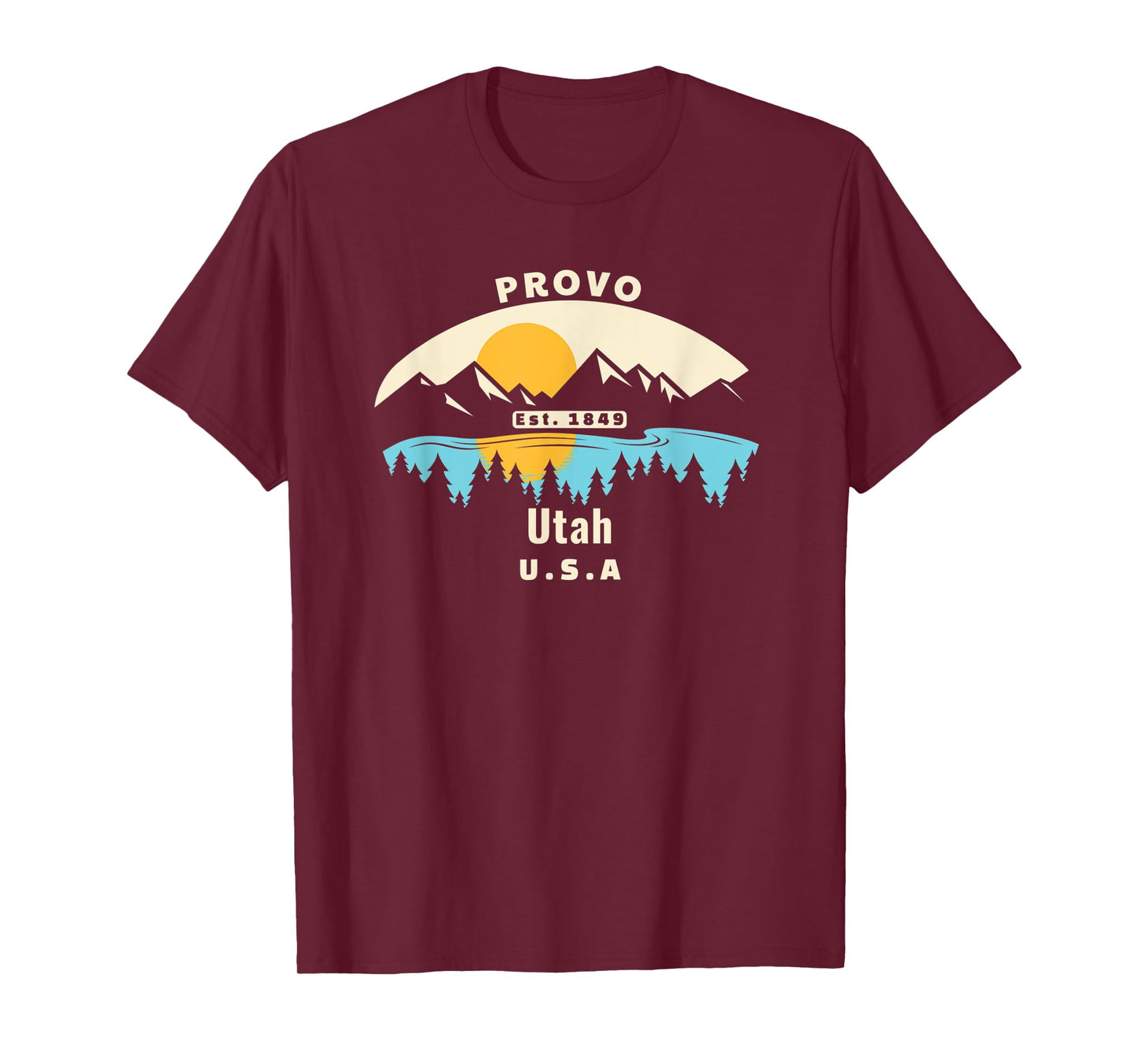 Provo Utah Souvenir Mountain Sunset River T-Shirt