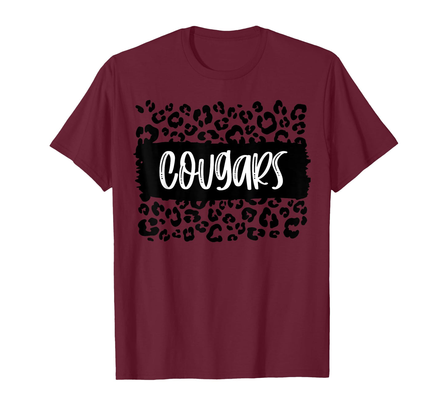 Cougars Team Mascot School Spirit Game Night Leopard Print T-Shirt