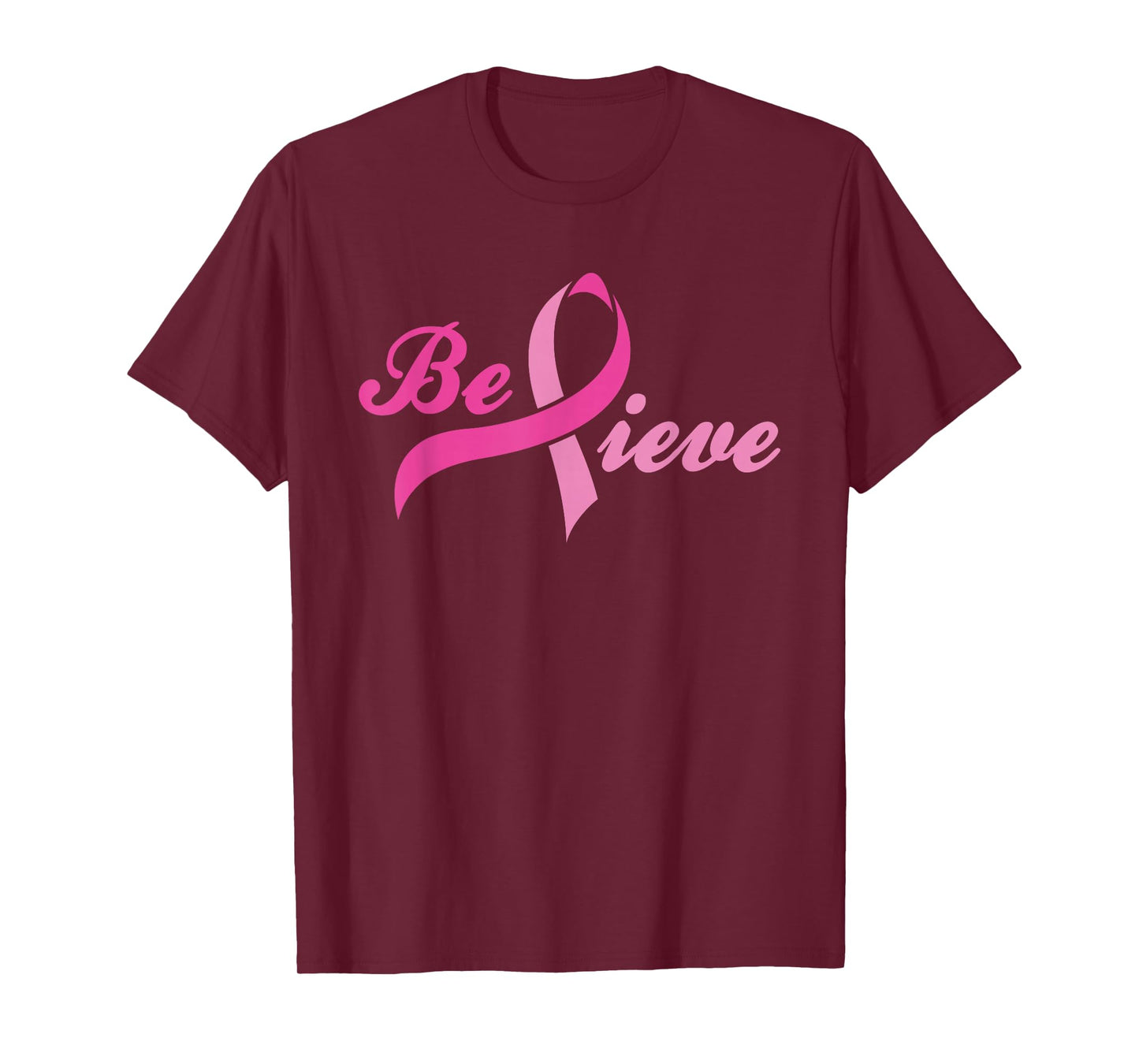Breast Cancer Awareness Shirt Believe Pink Ribbon Gift T-Shirt