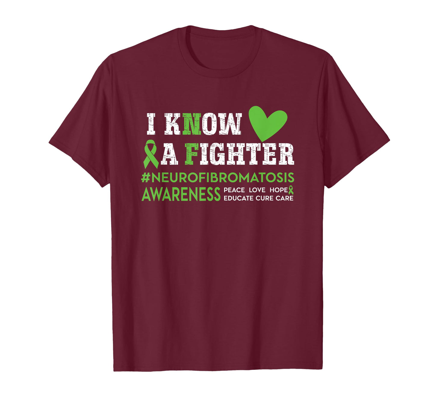NF Neurofibromatosis Awareness I Know a Fighter Green Ribbon T-Shirt