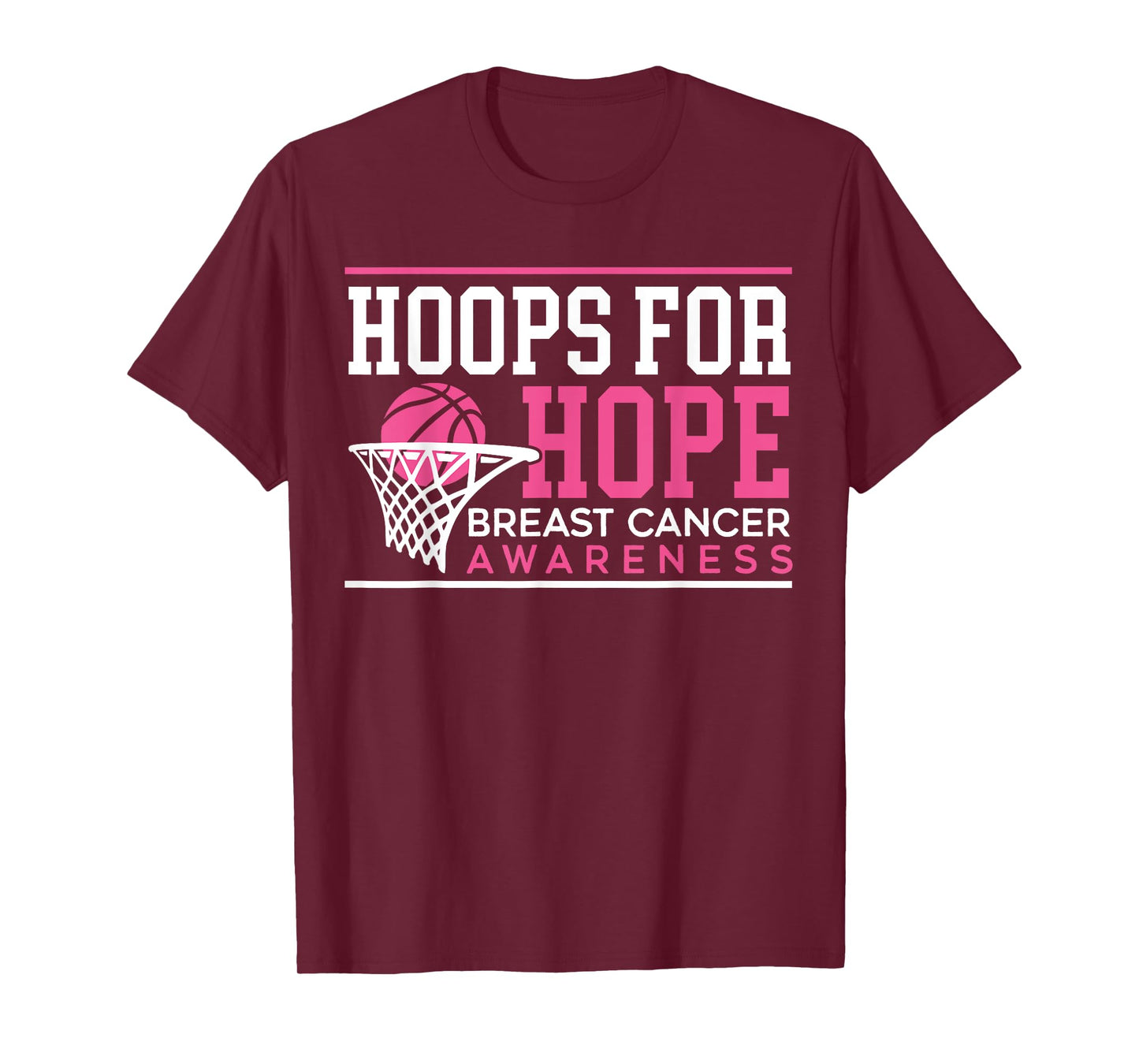 Hoops For Hope Basketball Player Breast Cancer Awareness T-Shirt
