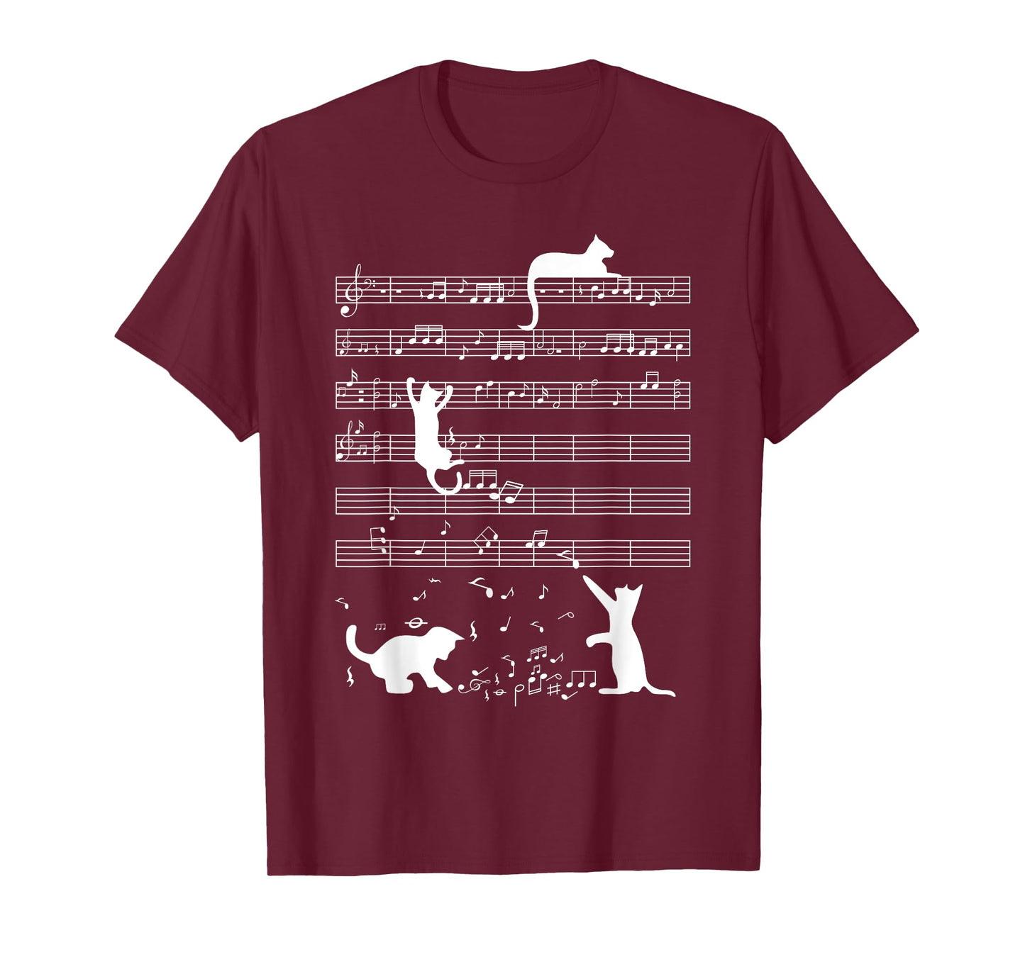Cute Cat Kitty Playing Music Note Funny Clef Musician Art Men Women Girls Kids T-Shirt