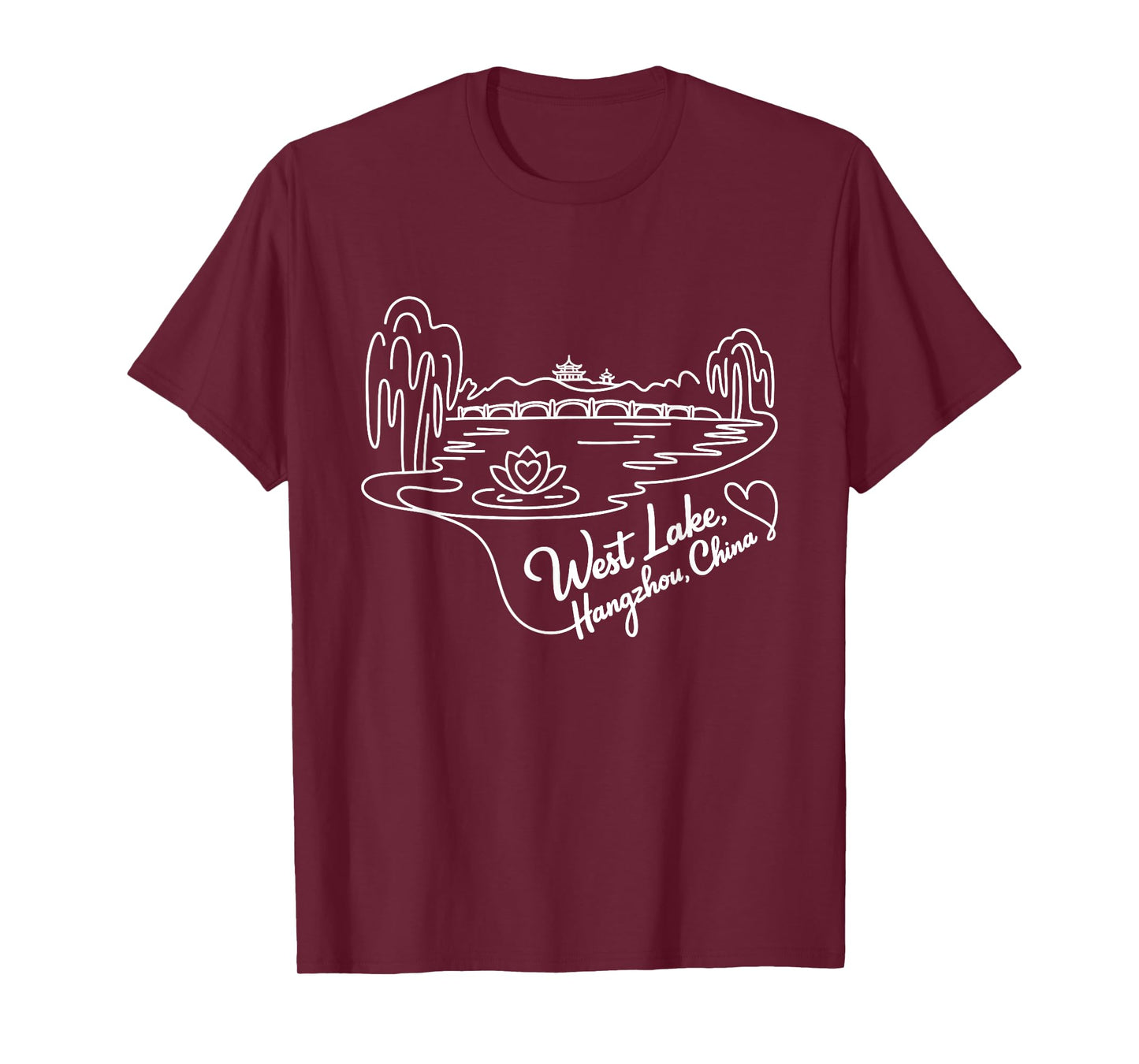 West Lake, Hangzhou, China Signature Heart Art Souvenir T-Shirt