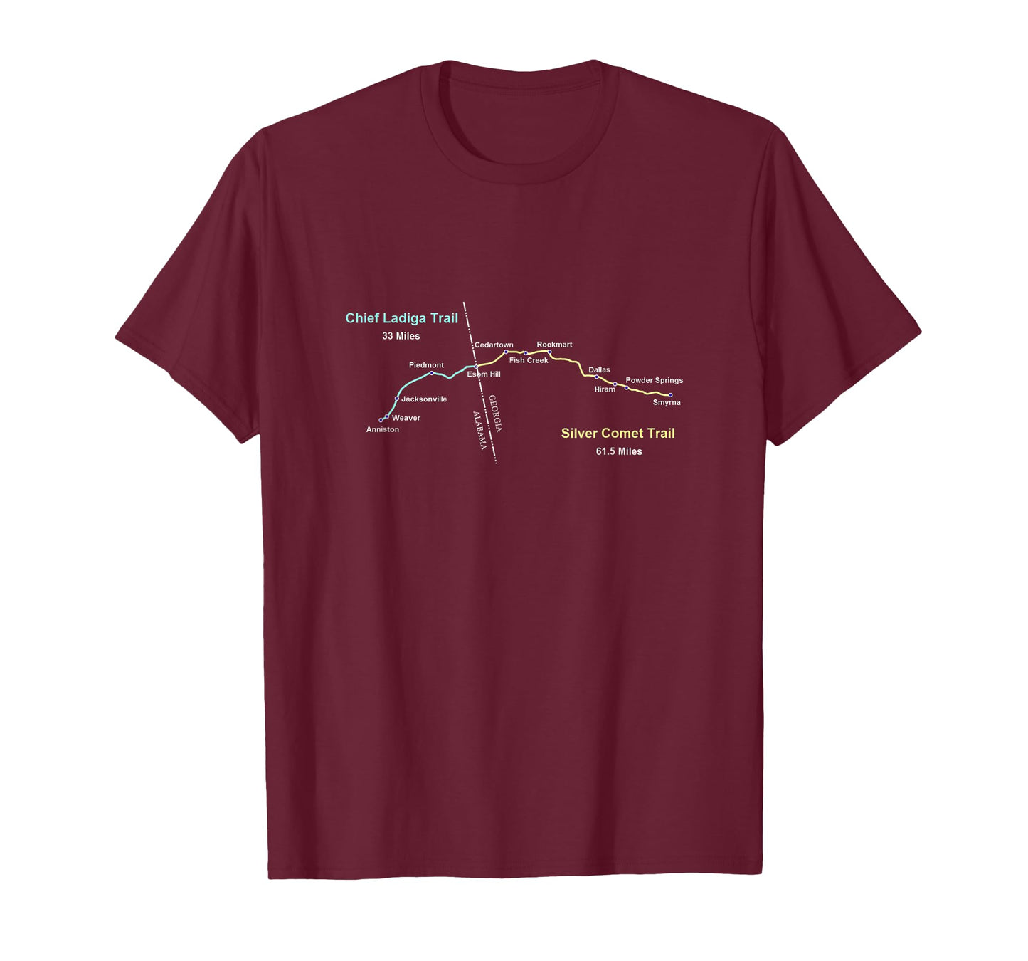 Silver Comet, Chief Ladiga Trail Route Map T-Shirt