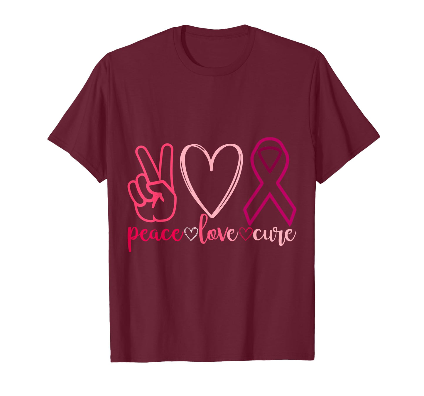 Peace Love Cure Breast Cancer Awarenes T-Shirt