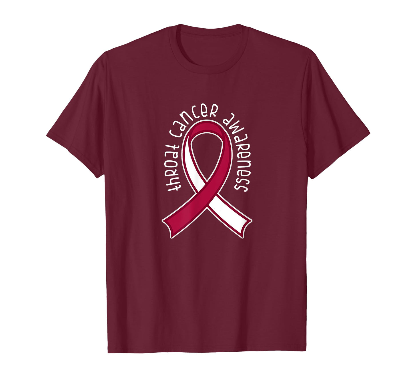 Throat Cancer Awareness Burgundy White Ribbon T-shirt T-Shirt