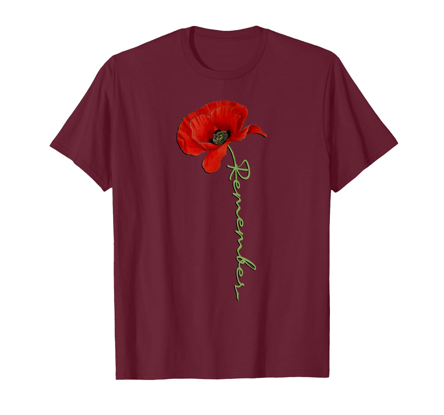 Patriotic Red Poppy Flowers Design Veterans and Memorial Day T-Shirt