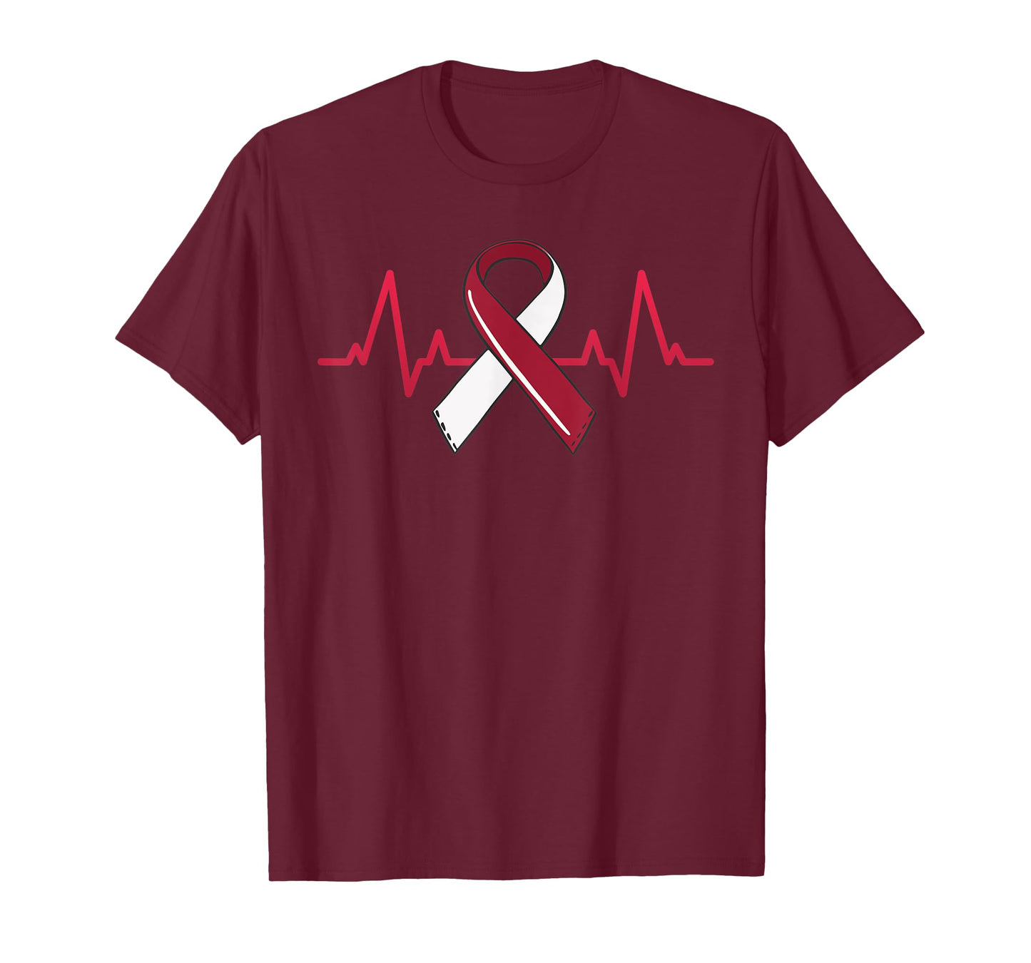 Oral Head And Neck Cancer Heartbeat Throat Burgundy Ribbon T-Shirt