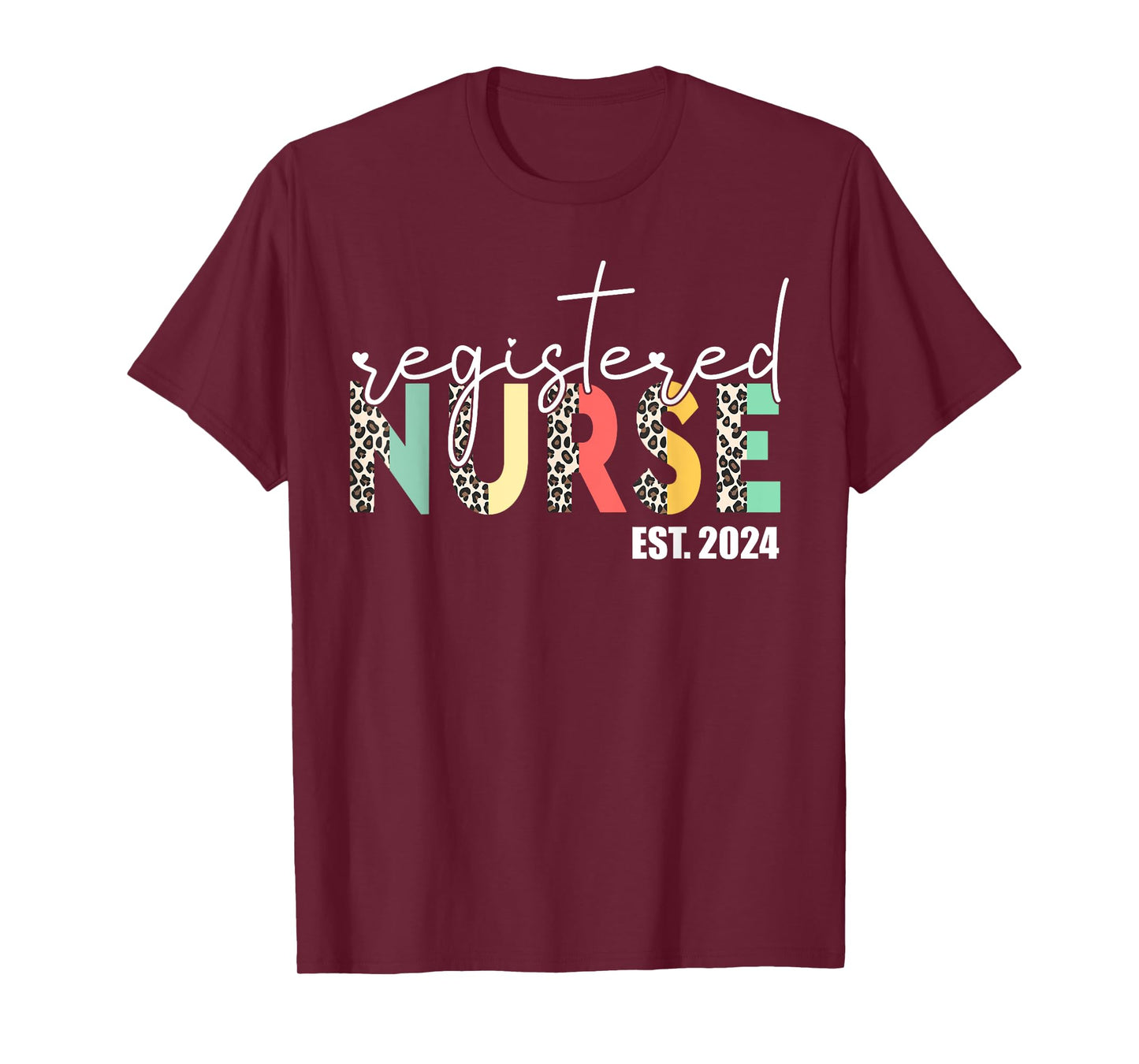 Registered Nurse Est 2024 Gift For Student Nurse RN Leopard T-Shirt