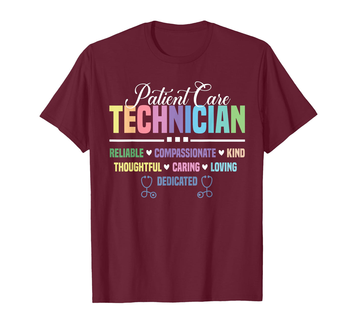 Patient Care Technician Heart Stethoscope PCT T-Shirt