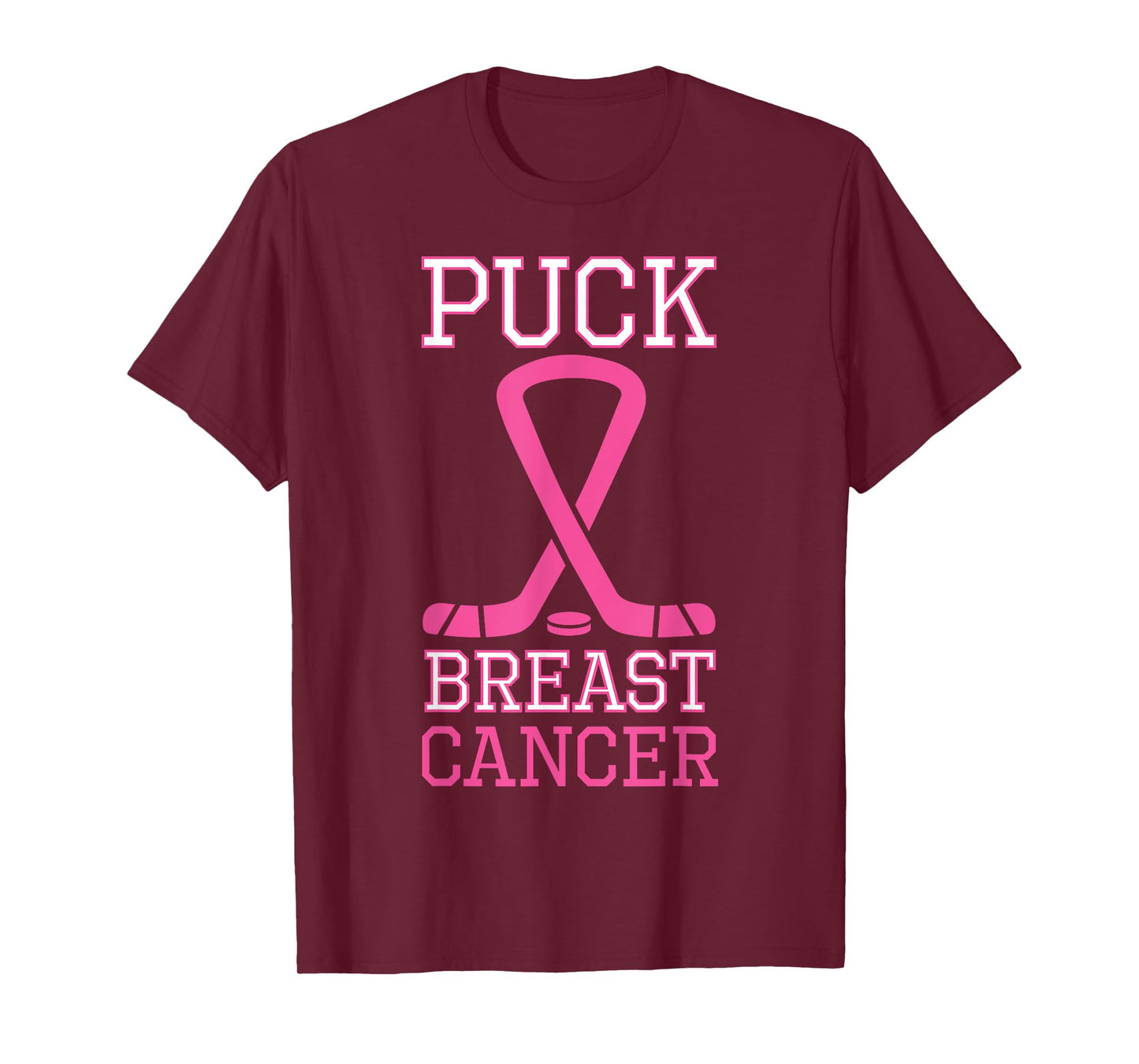 Puck Breast Cancer Pink Ribbon Ice Hockey Cancer day T-Shirt