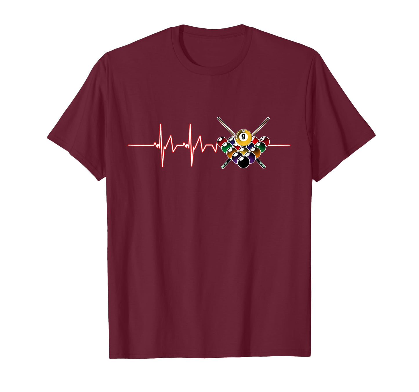Billiard 9-Ball Pool Player Billiard Cue Sports Heartbeat T-Shirt