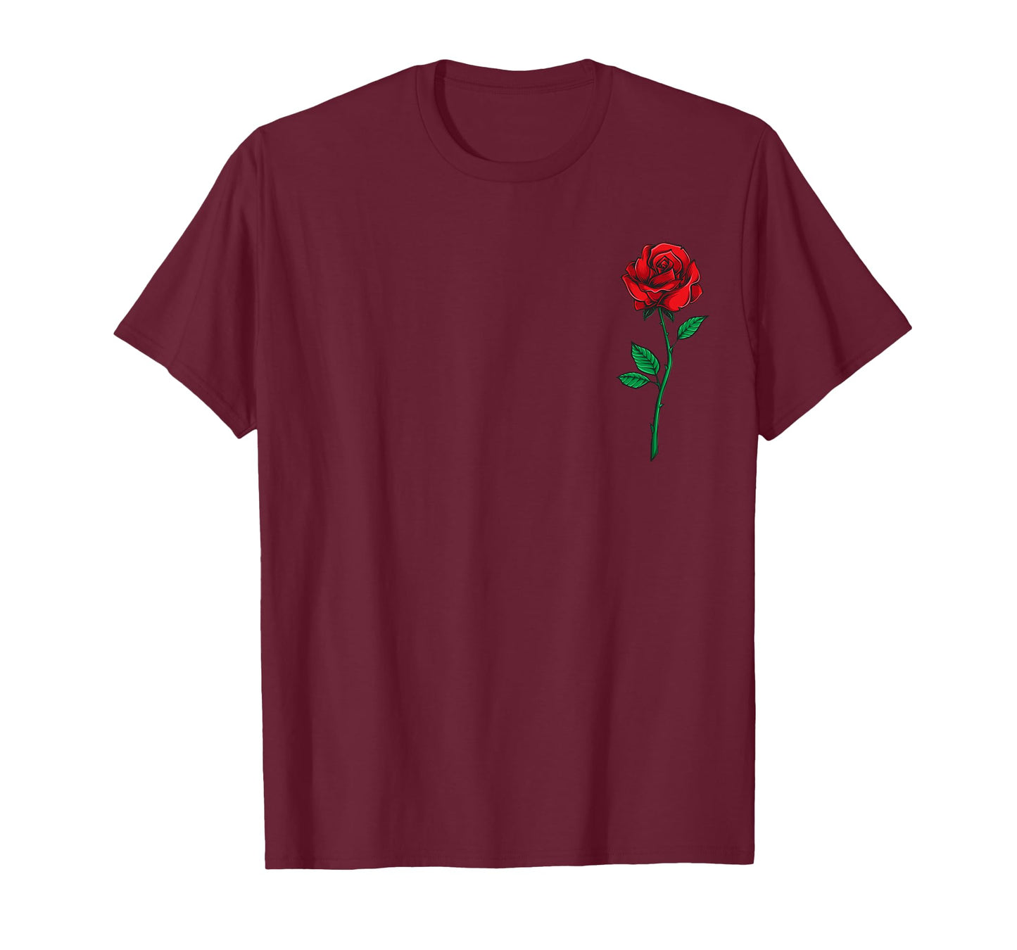 Single Red Rose Pocket Flower Romantic Love Pocket T-Shirt