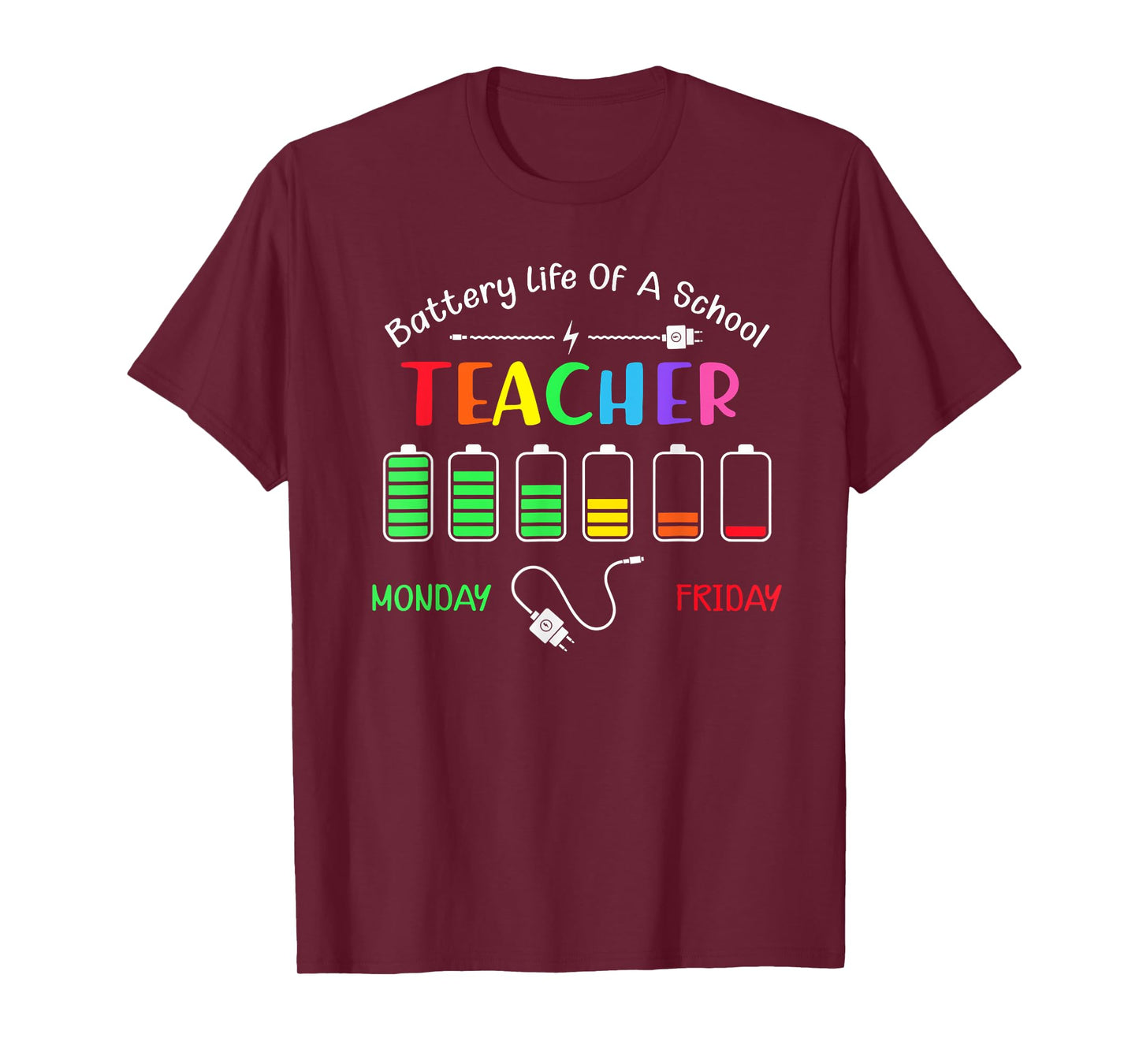 Battery Life Of A School Teacher Monday To Friday T-Shirt for Men Women