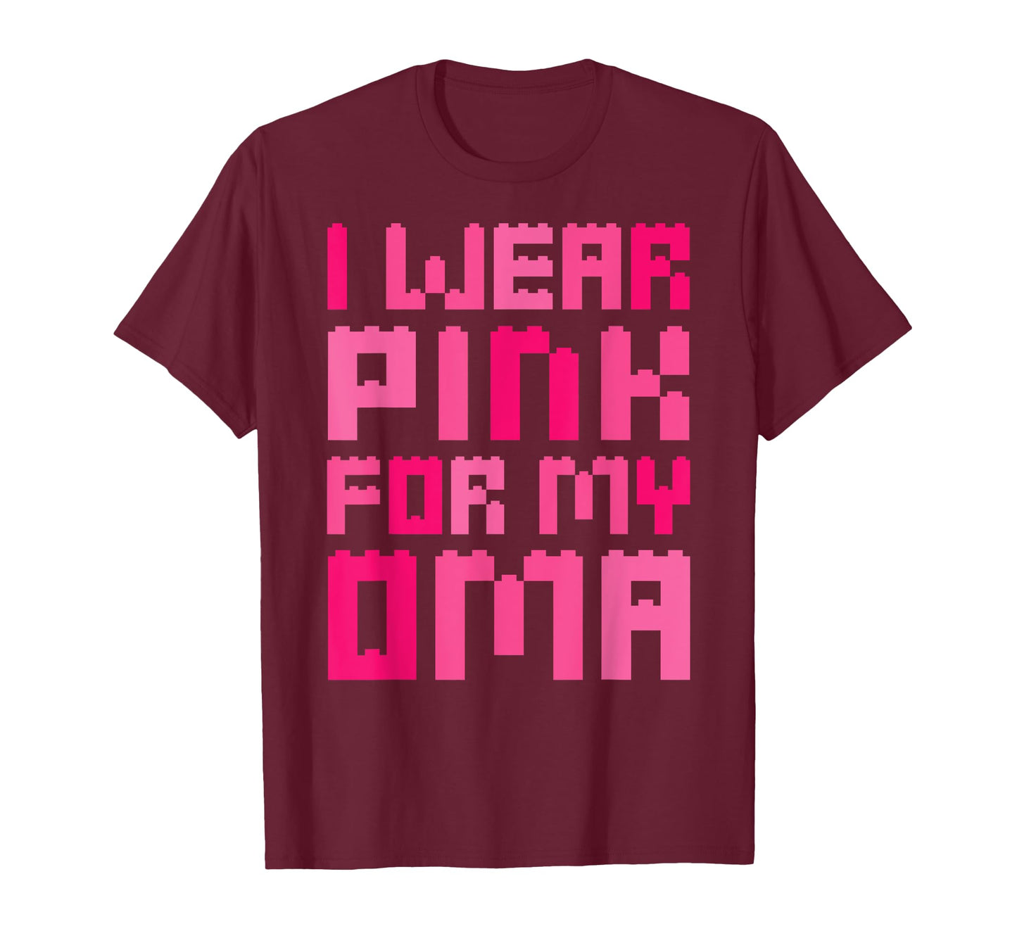 I Wear Pink for My Oma Block Building Boys Kid Breast Cancer T-Shirt