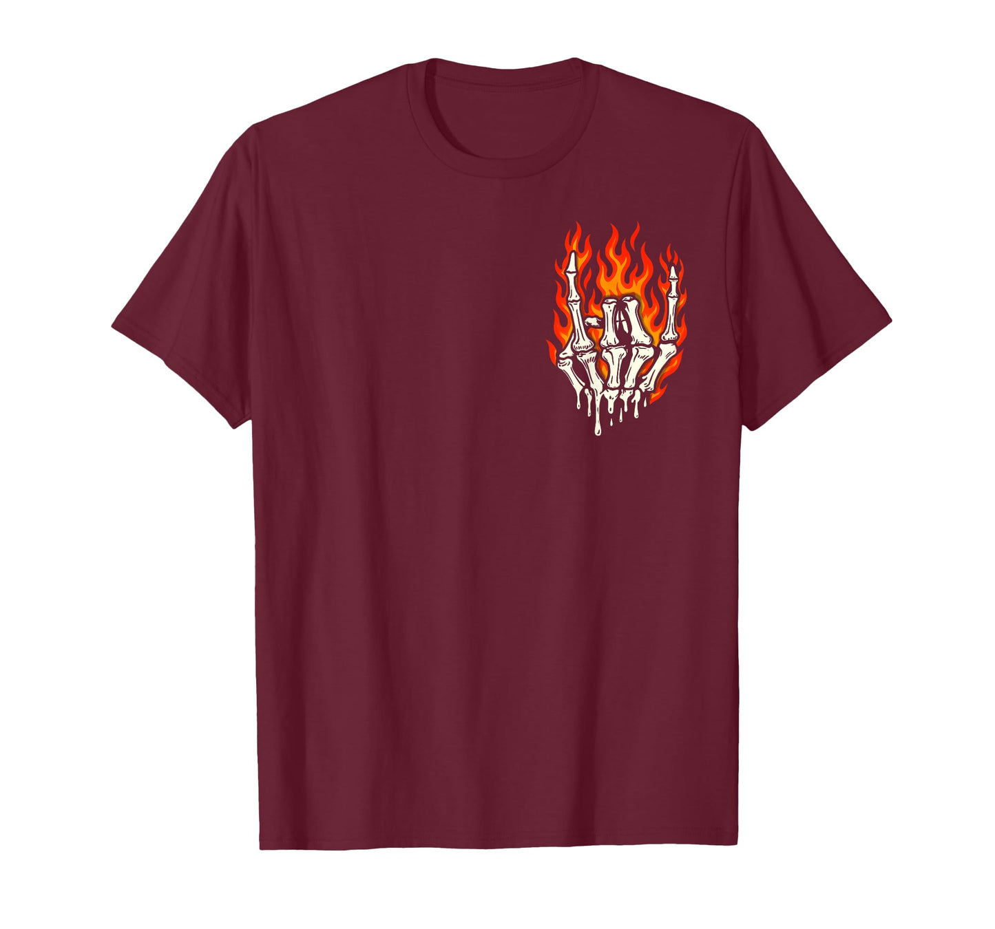 Fire Rock Skeleton Rocker Halloween Men Women Boys Kids T-Shirt