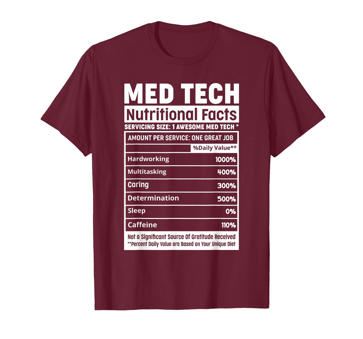 Med-Tech Life Squad Team Funny Med Tech Nutritional Facts T-Shirt