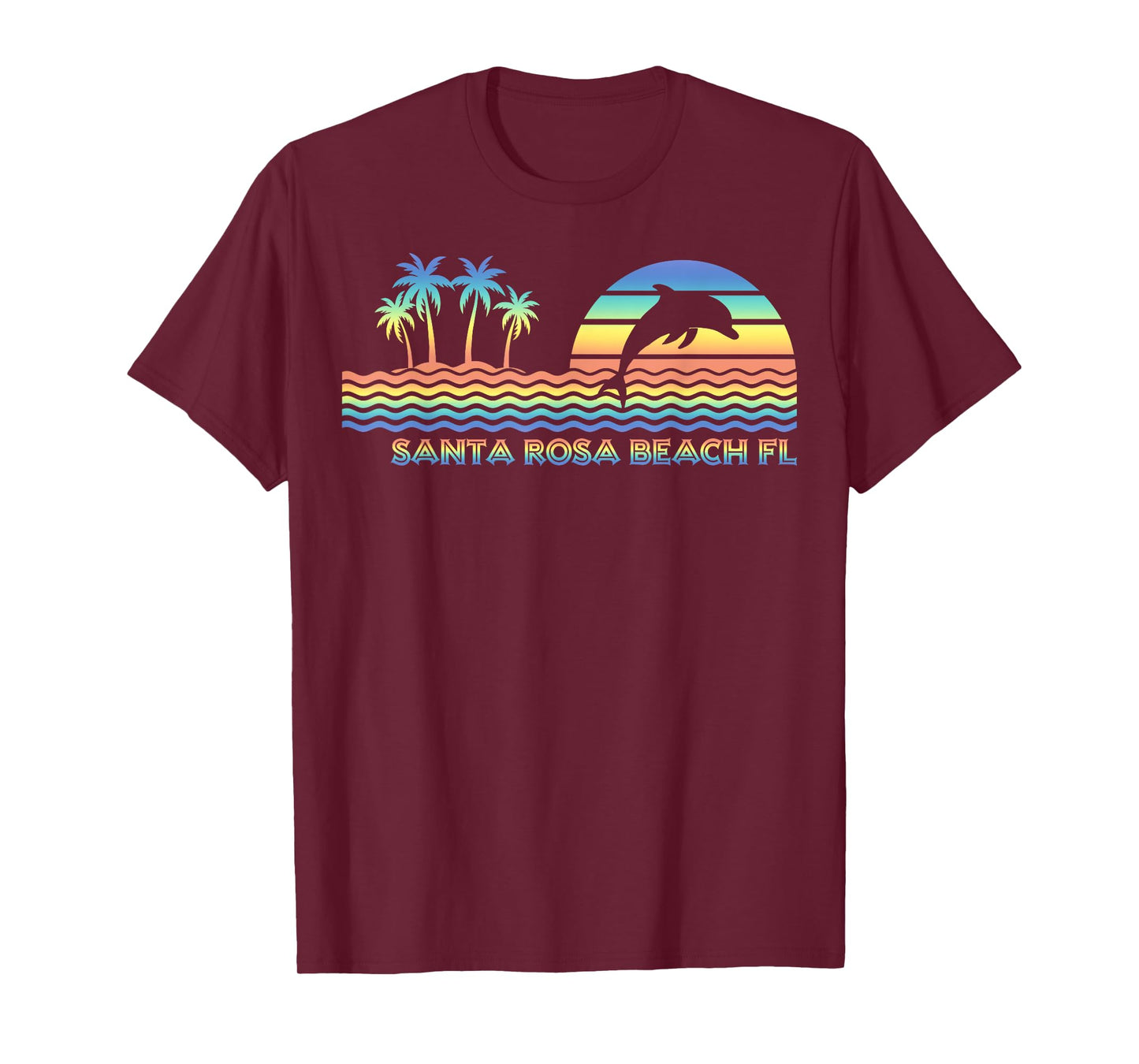 Vintage Santa Rosa Beach FL Retro Dolphin Lover Souvenir T-Shirt