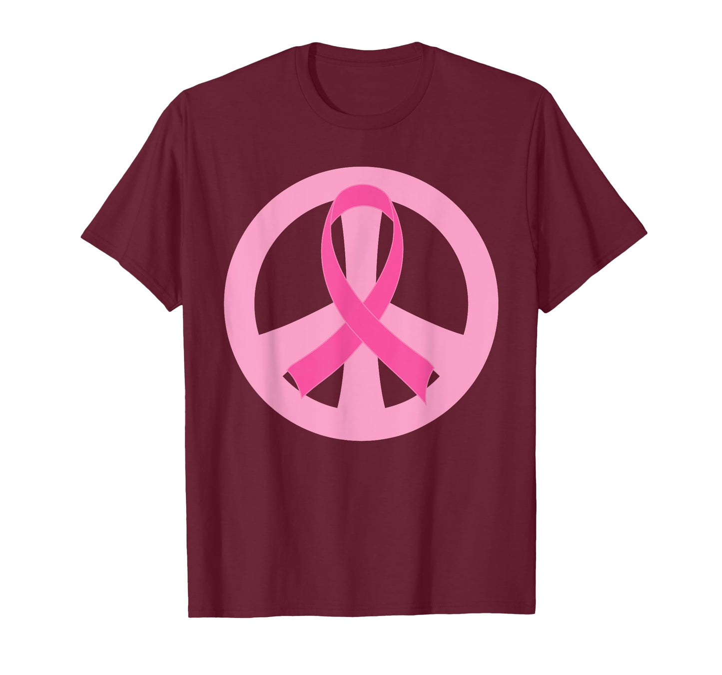 Breast Cancer Pink Ribbon Peace Sign Awareness T-shirt