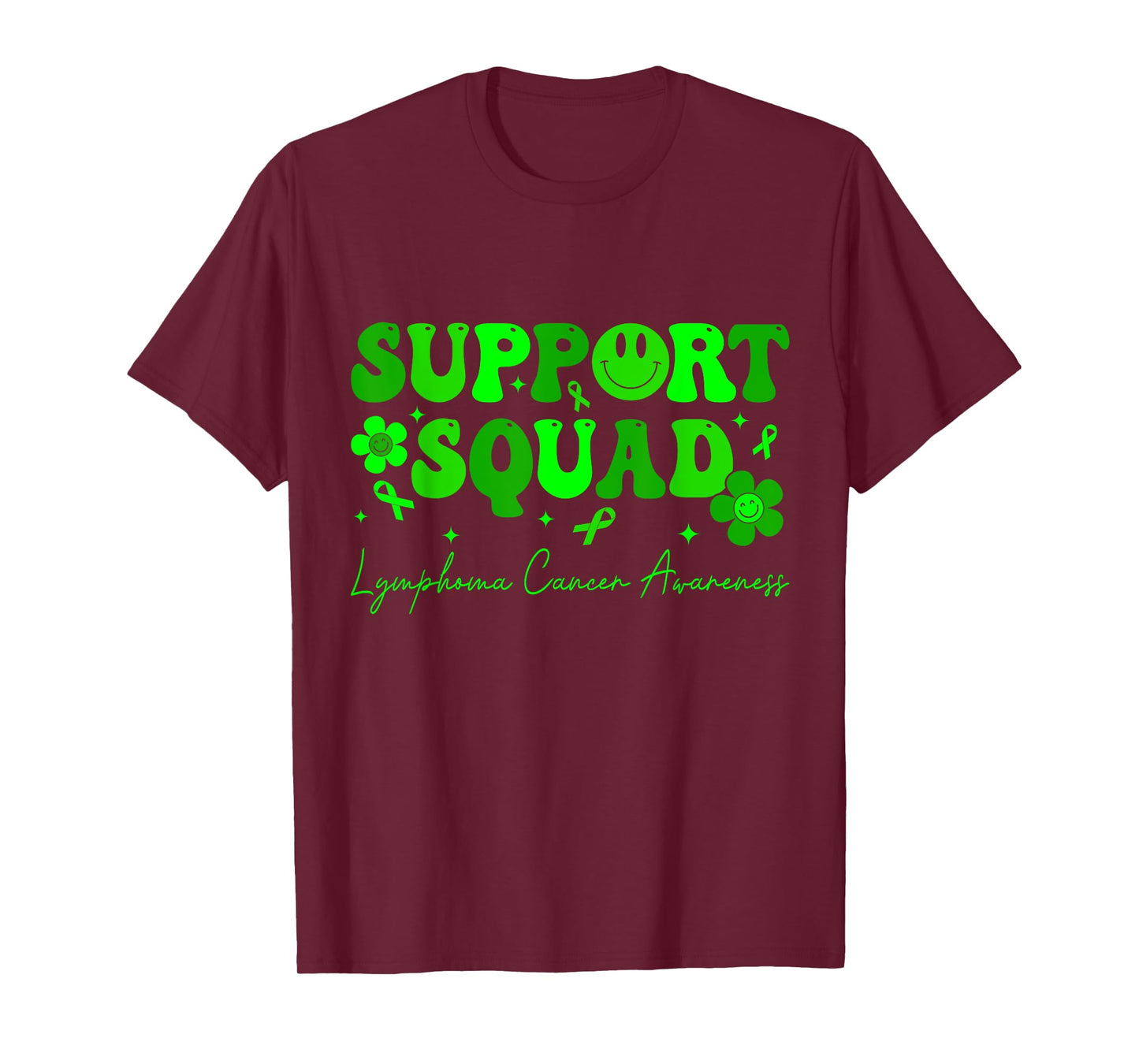Support Squad Lymphoma Cancer Awareness Lime Green Ribbon T-Shirt