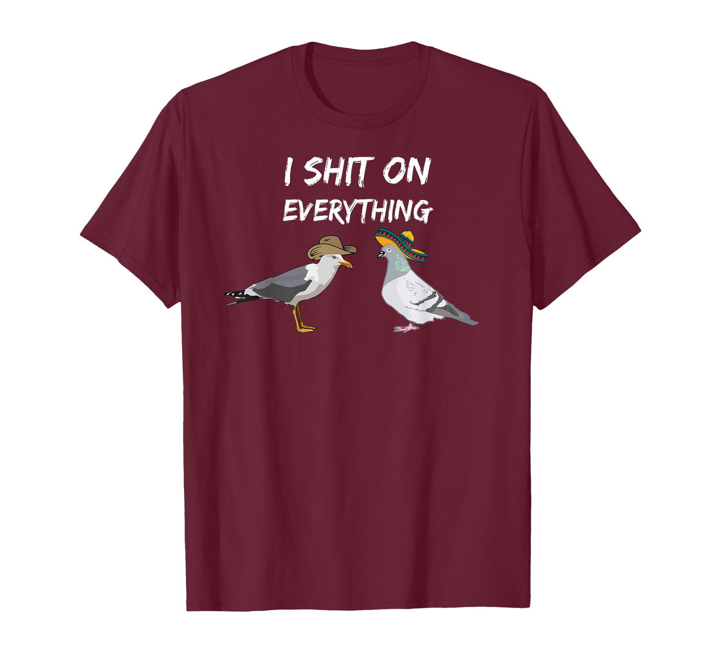 Funny Pigeon birds with sombrero and Seagull cowboy hat fun T-Shirt