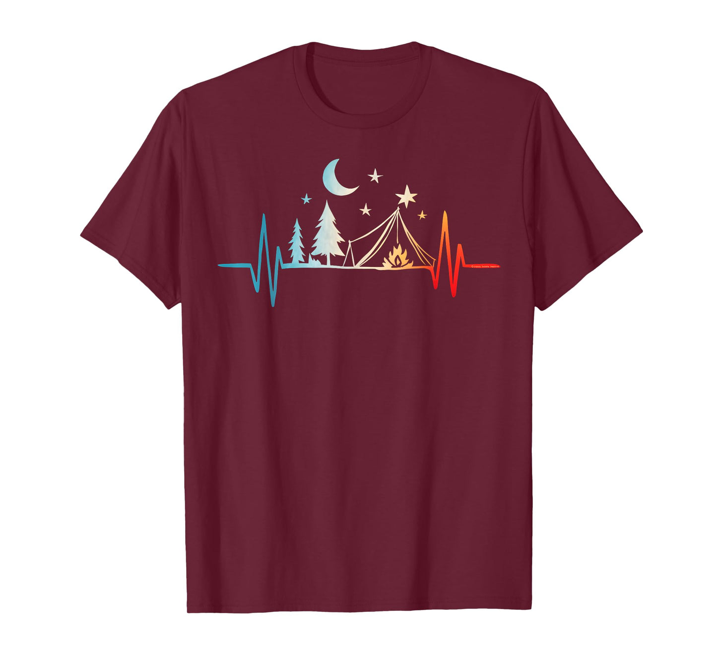 Forest Mountains Nature Heartbeat Outdoor Hiking Camping T-Shirt