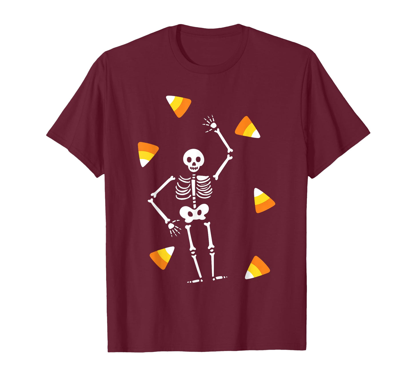 Funny Spooky Skeleton Dancin with Candy Corn Happy Halloween T-Shirt