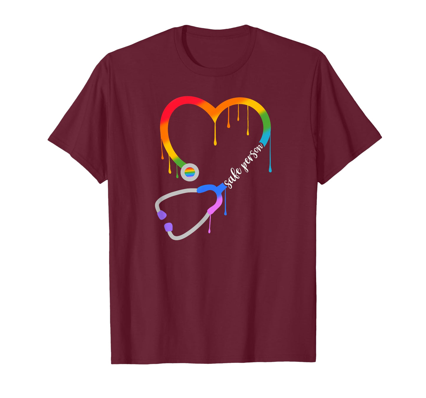 Safe Person, Heart Stethoscope, Nurse CNA Doctor, LGBTQ Ally T-Shirt