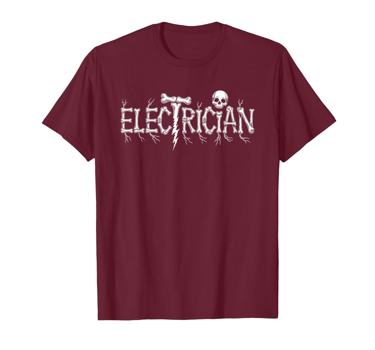 Electrician Skull and Bone Lettering Skeleton Halloween T-Shirt
