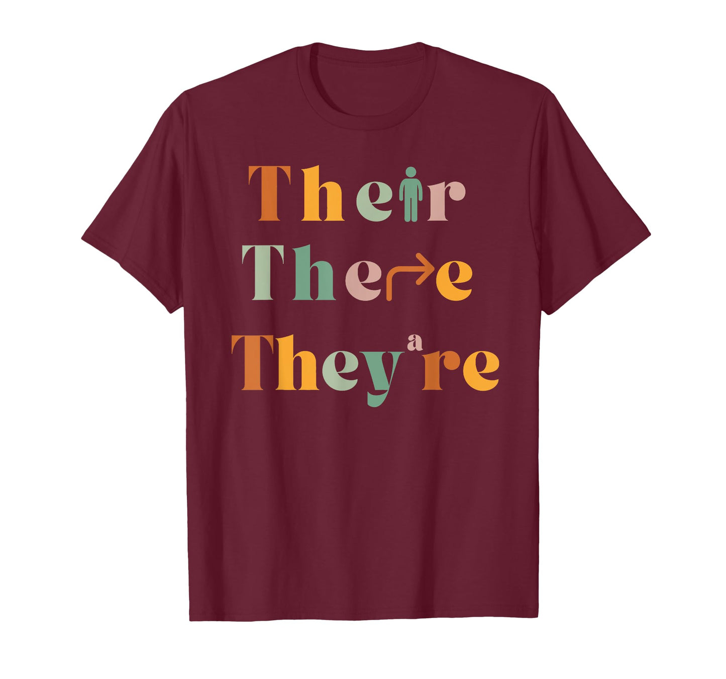 Their There They're Funny English Teacher Gramma Police Joke Men Women Girls Kids T-Shirt