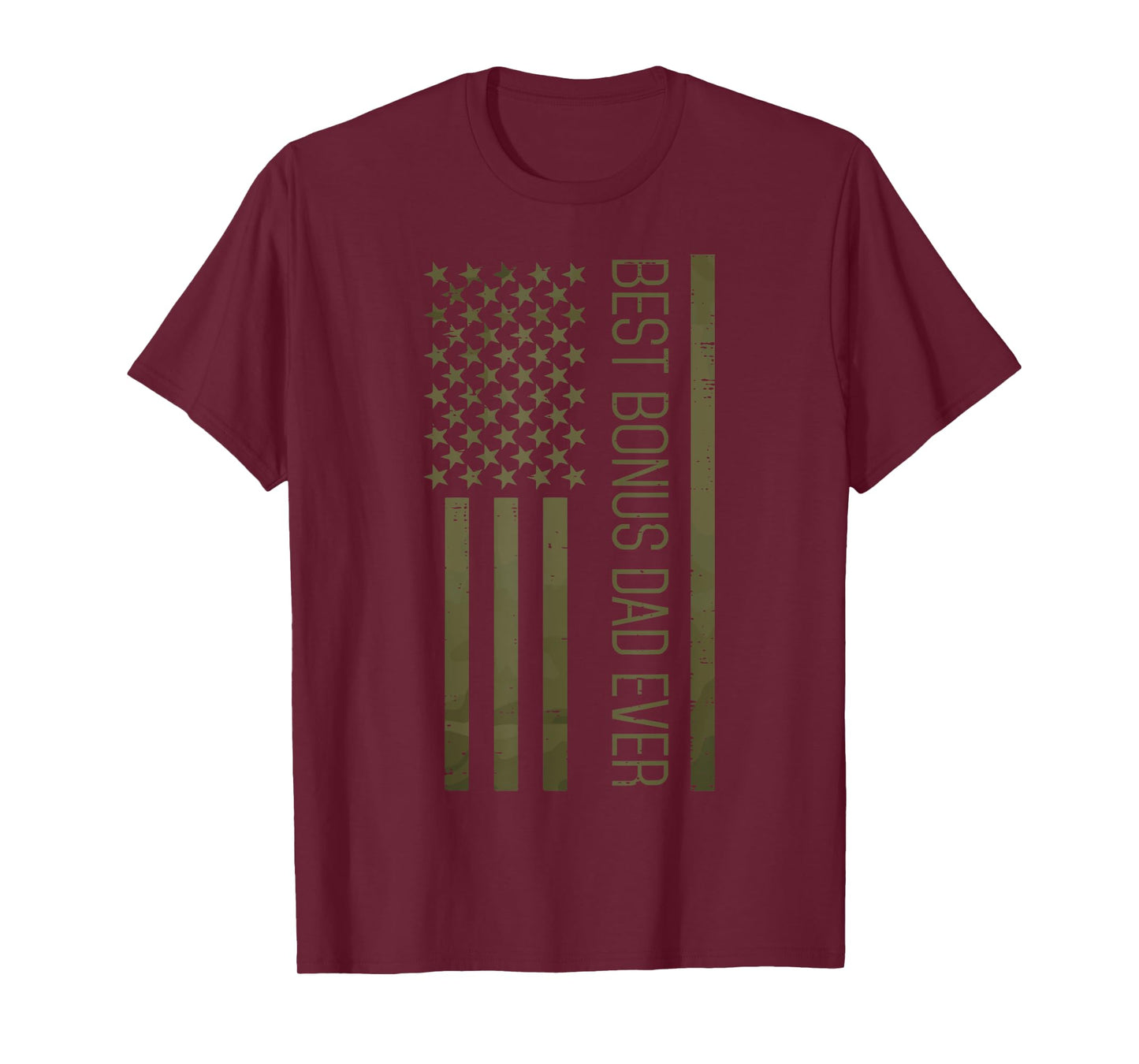 Fathers Day Best Bonus Dad Ever America Flag Stepdad Patriot T-Shirt