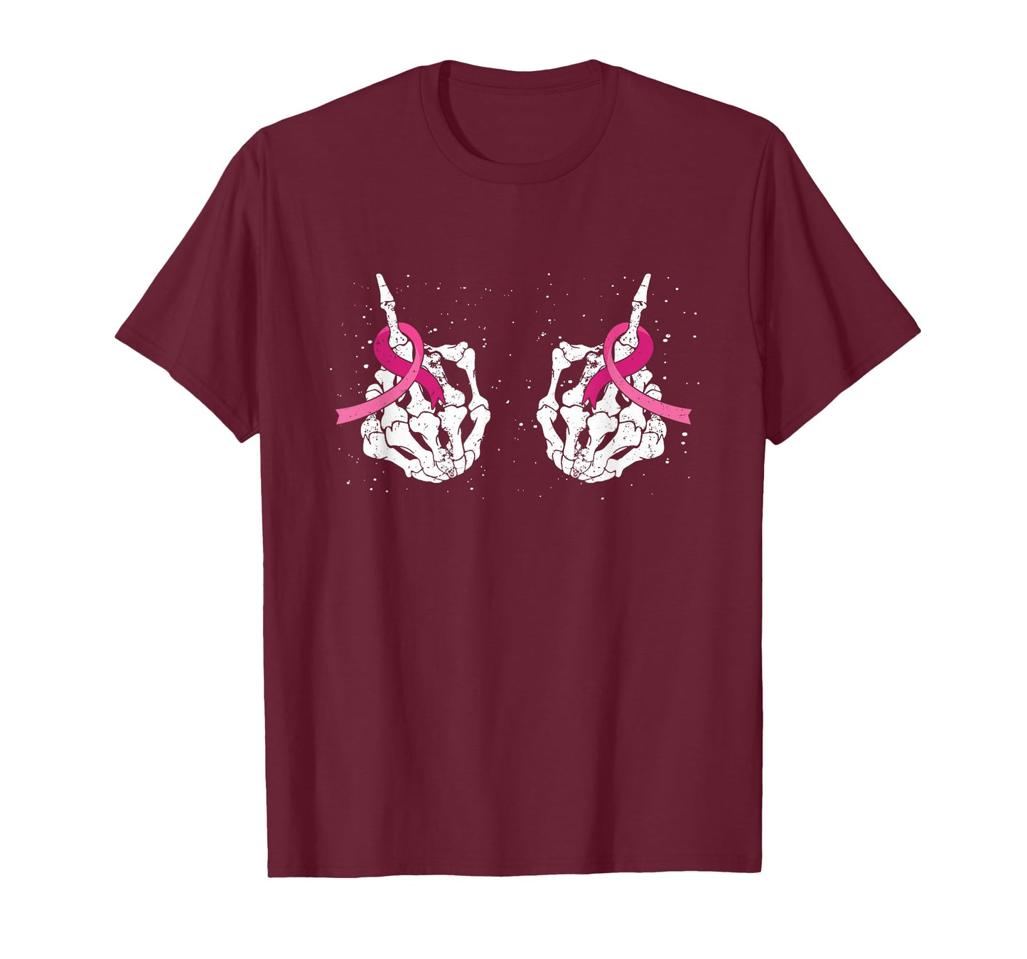 Skeleton Hand Fuck Cancer Pink Funny Breast Cancer Awareness T-Shirt