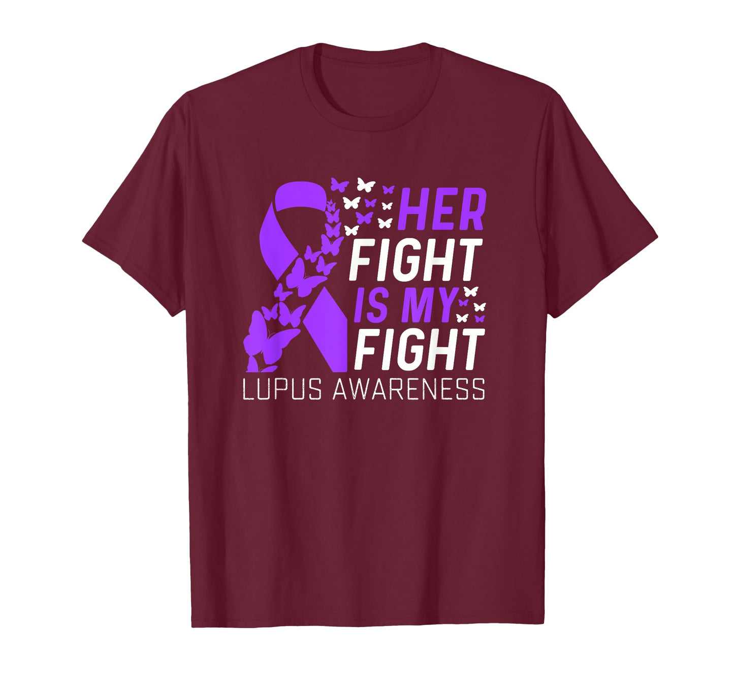 Her Fights is My Fight Lupus Awareness Ribbon Purple Support T-Shirt