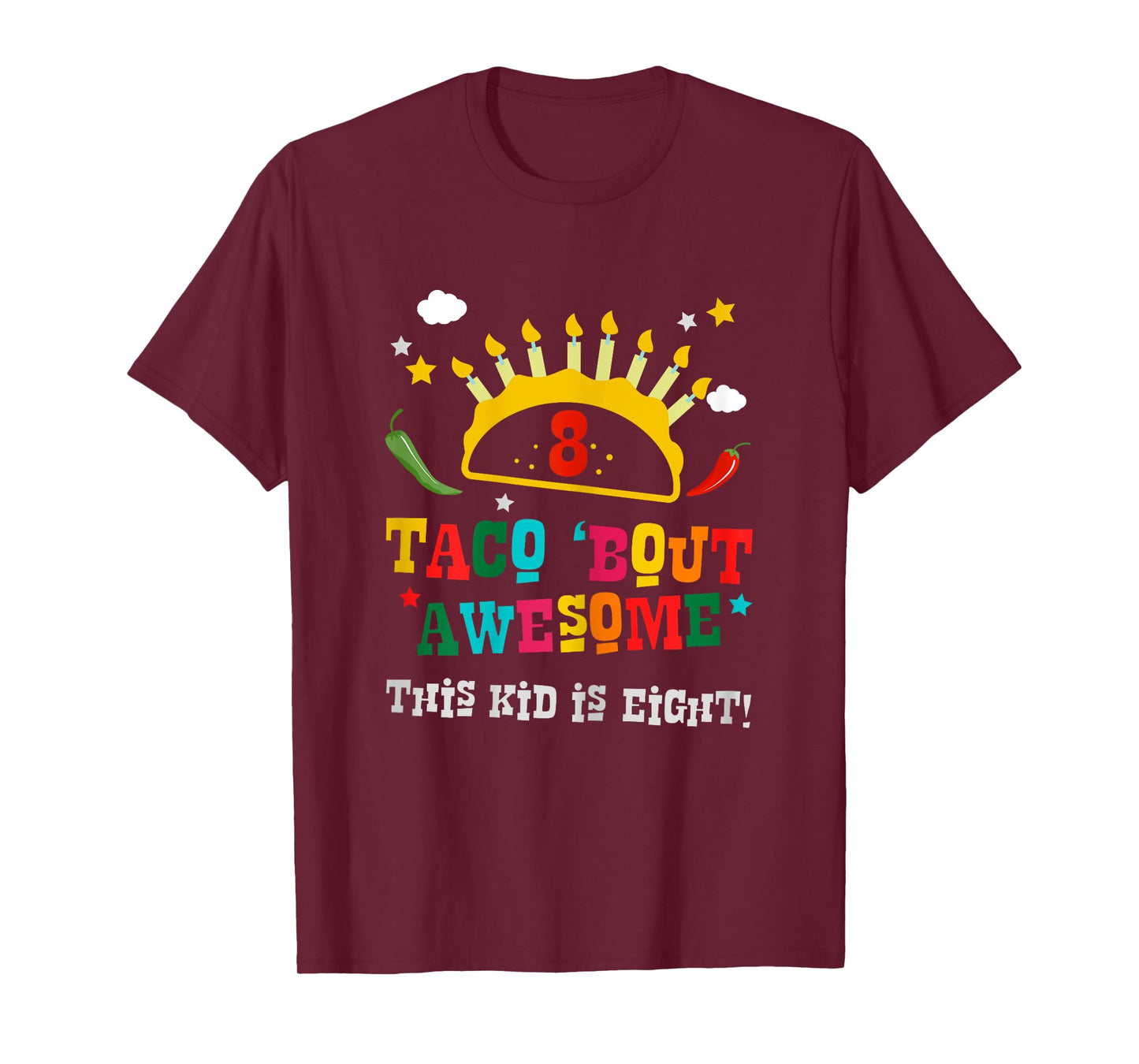 8th Birthday Taco Bout Awesome Gift Boys Age Eight Party Tee T-Shirt