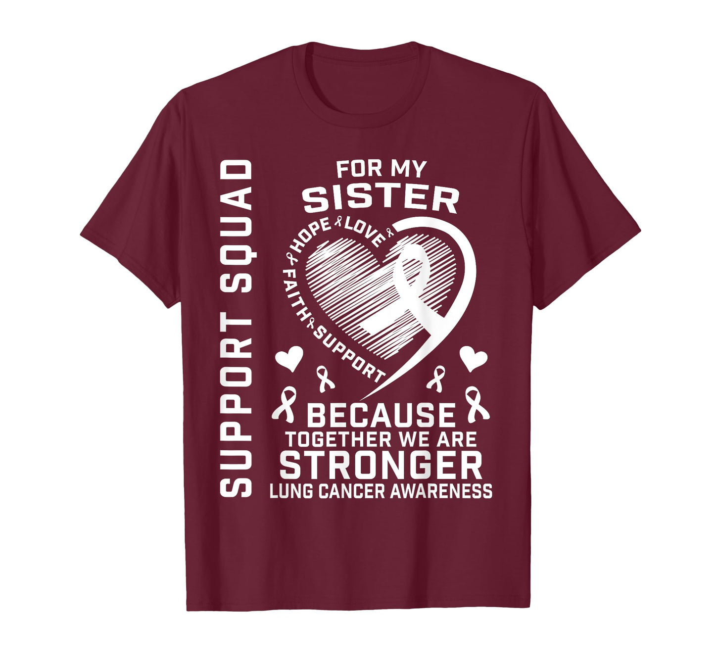 Cute Lung Cancer Awareness Shirts Sister Cancer Ribbon Gifts T-Shirt
