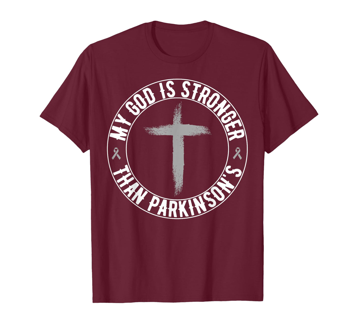 My God Is Stronger Than Parkinson's Disease Awareness Cross T-Shirt