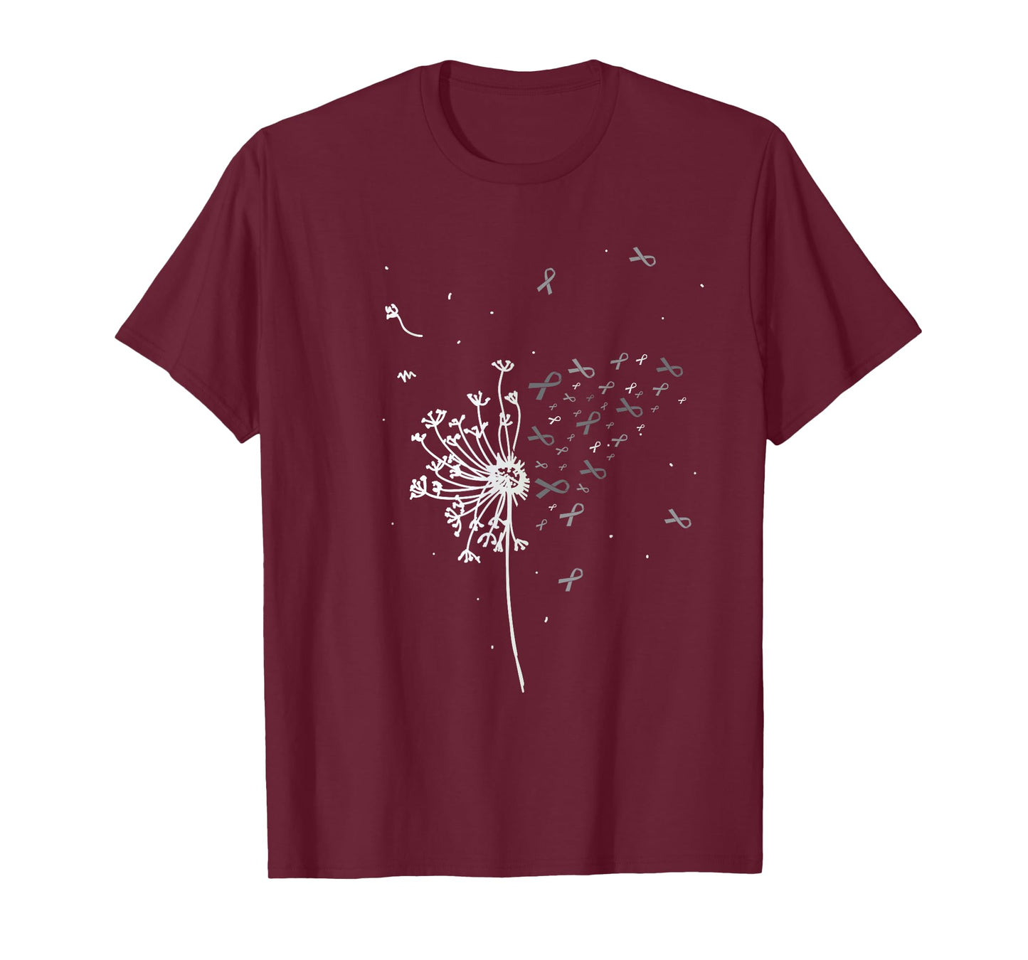 Dandelion Gray Ribbon Tumor Brain Cancer Awareness Gifts T-Shirt