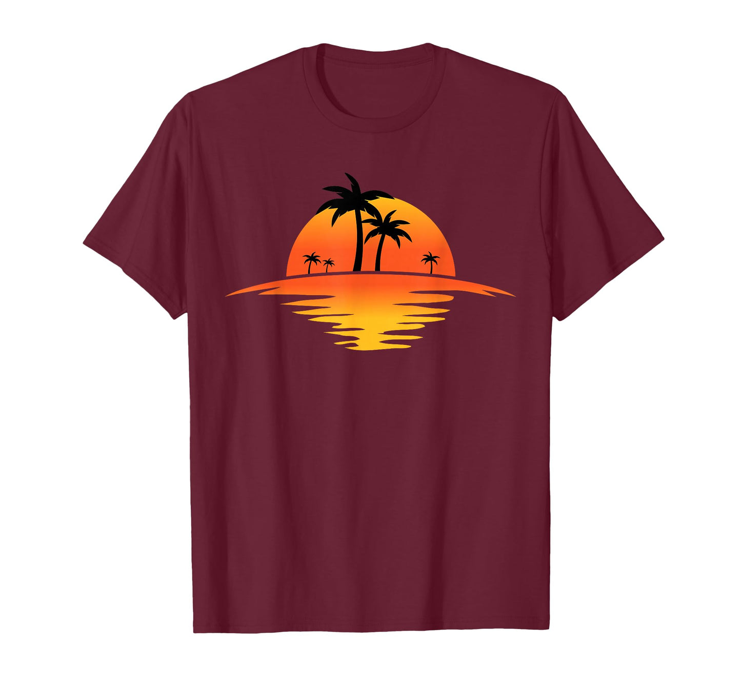 Sunset Beach Silhouette Tropical Palm Tree Sunny Lover Gift T-Shirt