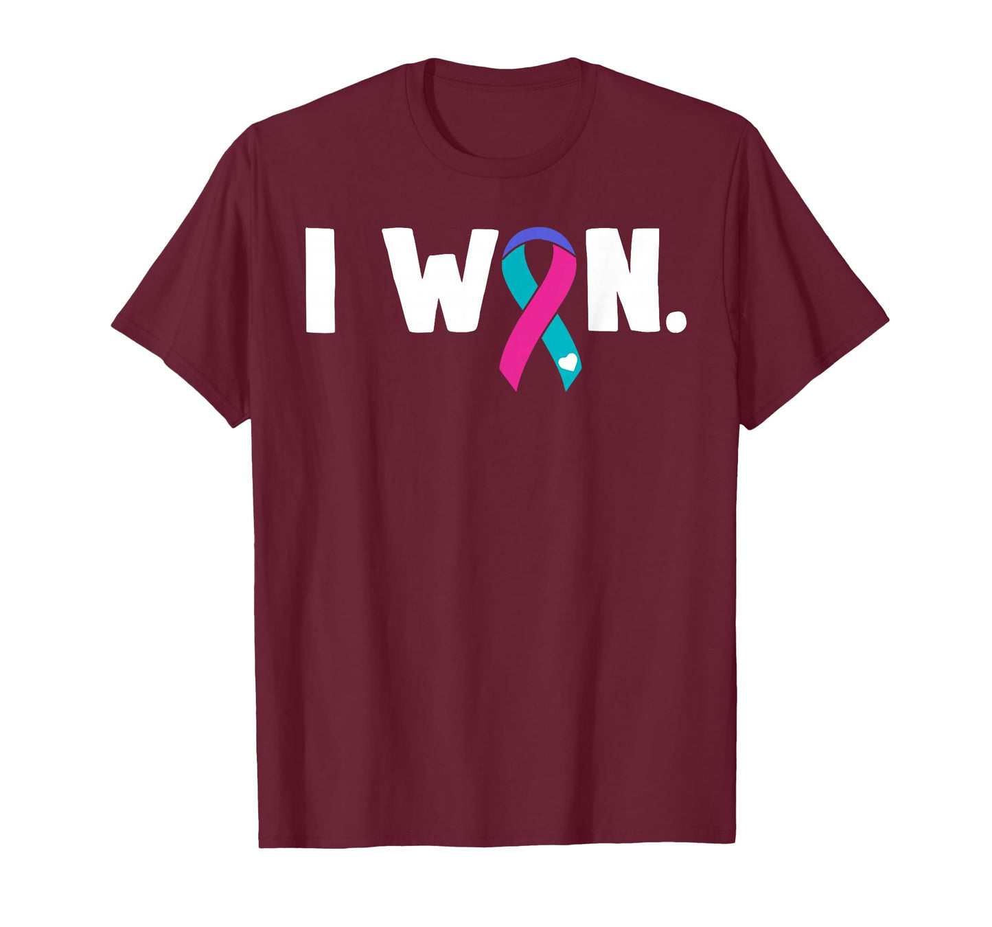 I Won Thyroid Cancer Cancer Survivor Blue Pink Teal Ribbon T-Shirt