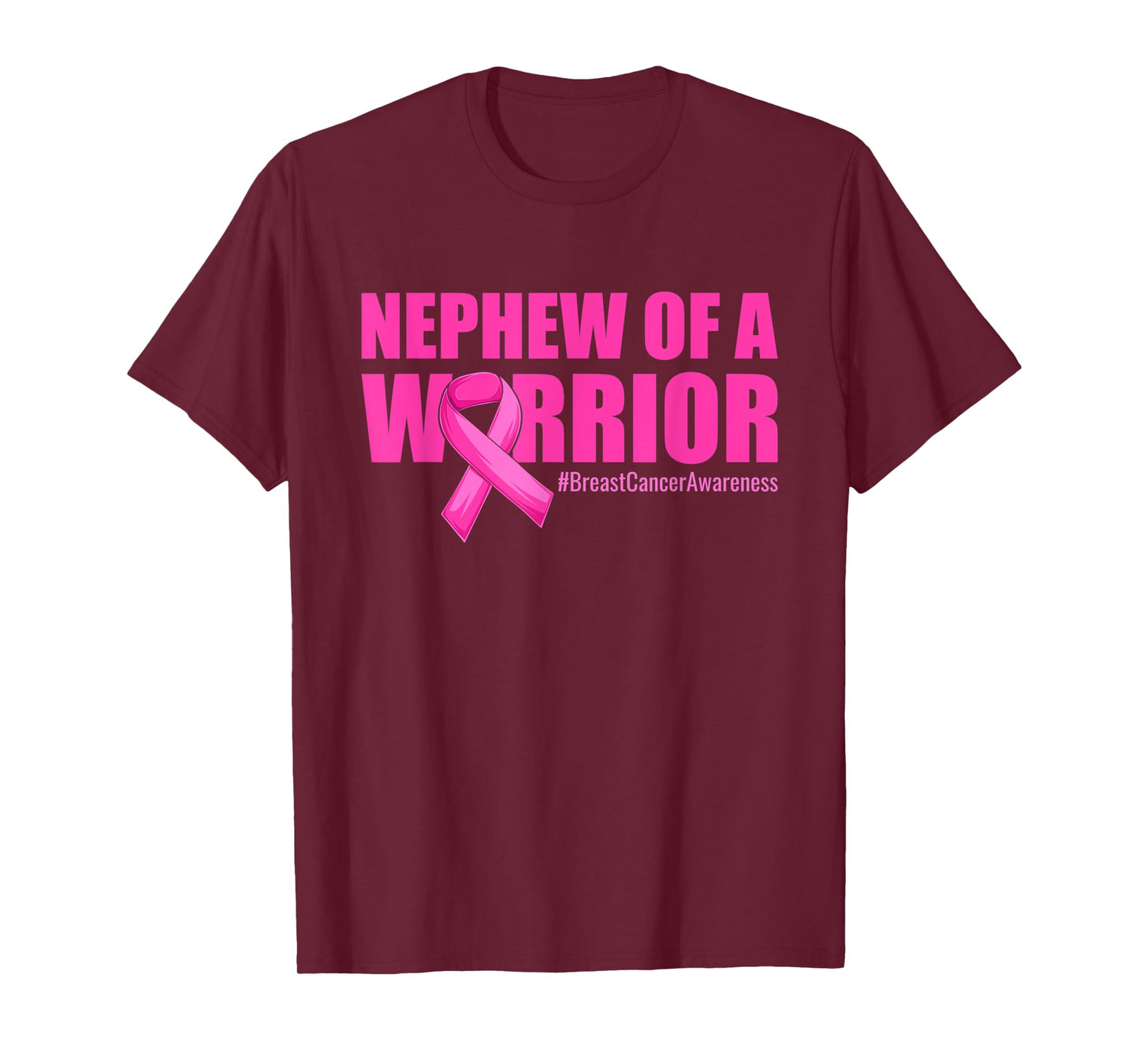 Mens Nephew of a Warrior Aunt Breast Cancer Awareness Pink Ribbon T-Shirt